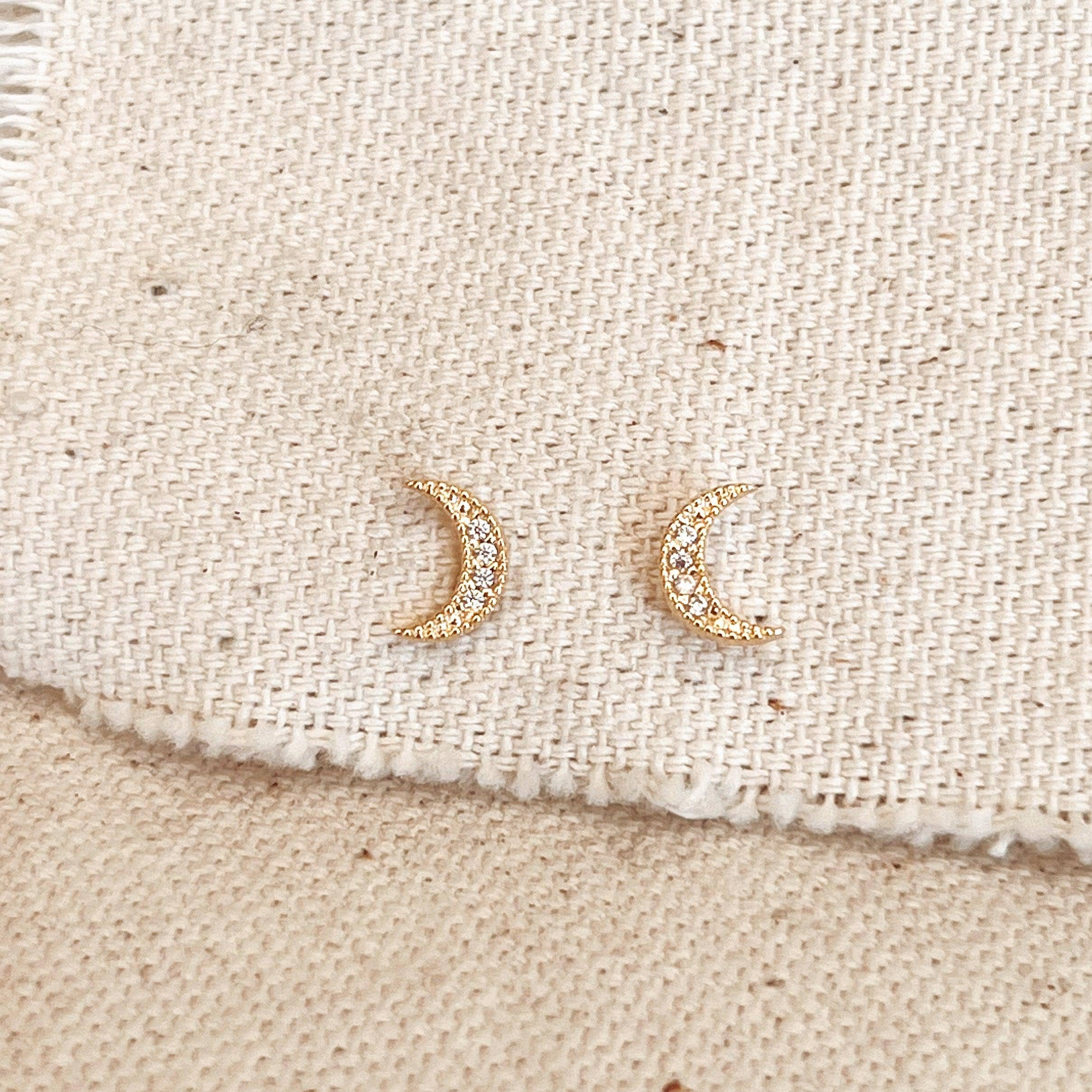 18k Gold Filled Crescent Moon Studs, photo 1 of 4