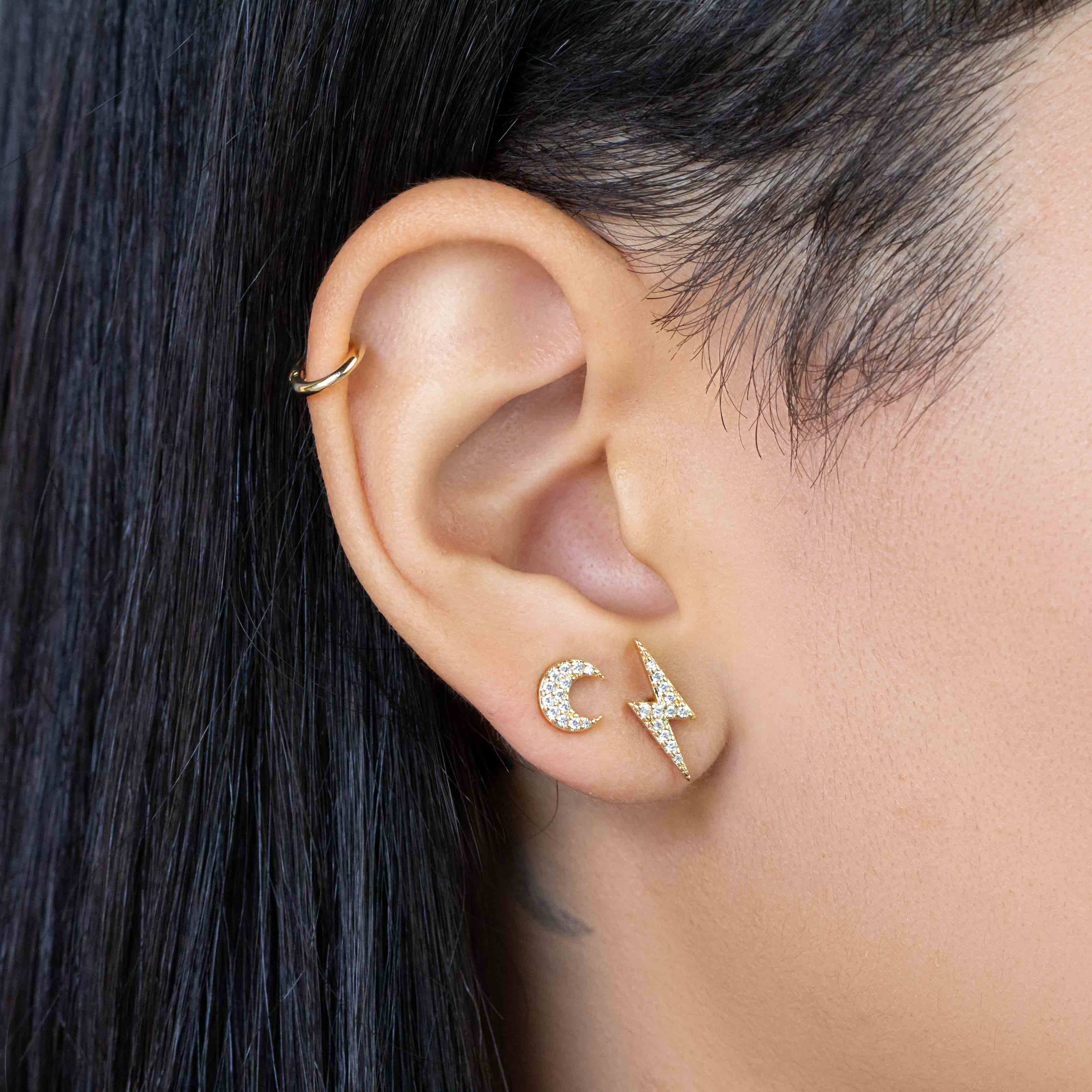 Mini Lightning Bolt Stackable Earrings, photo 2 of 4