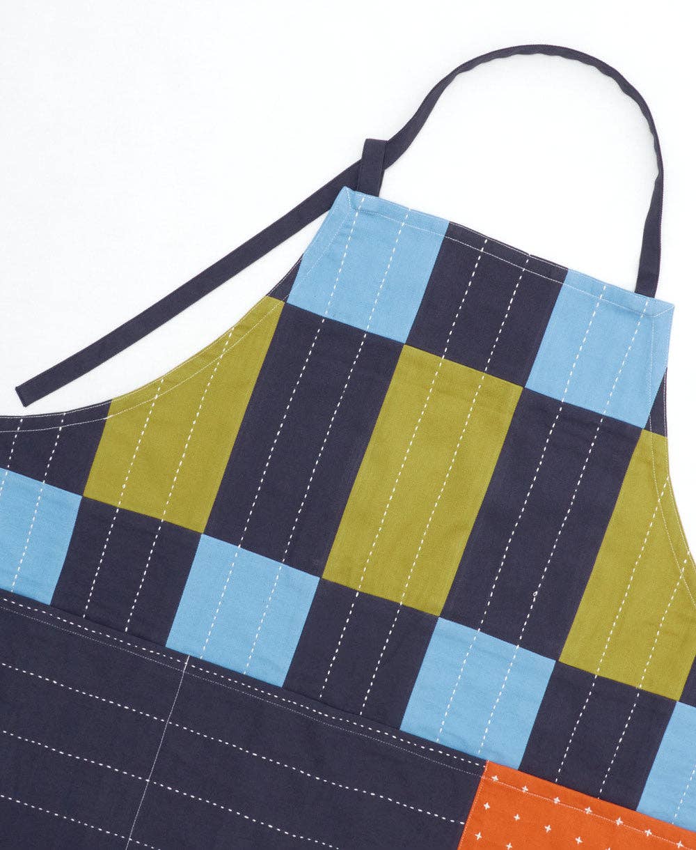 Trellis Organic Cotton Bib Apron - Dusk Blue, photo 3 of 3