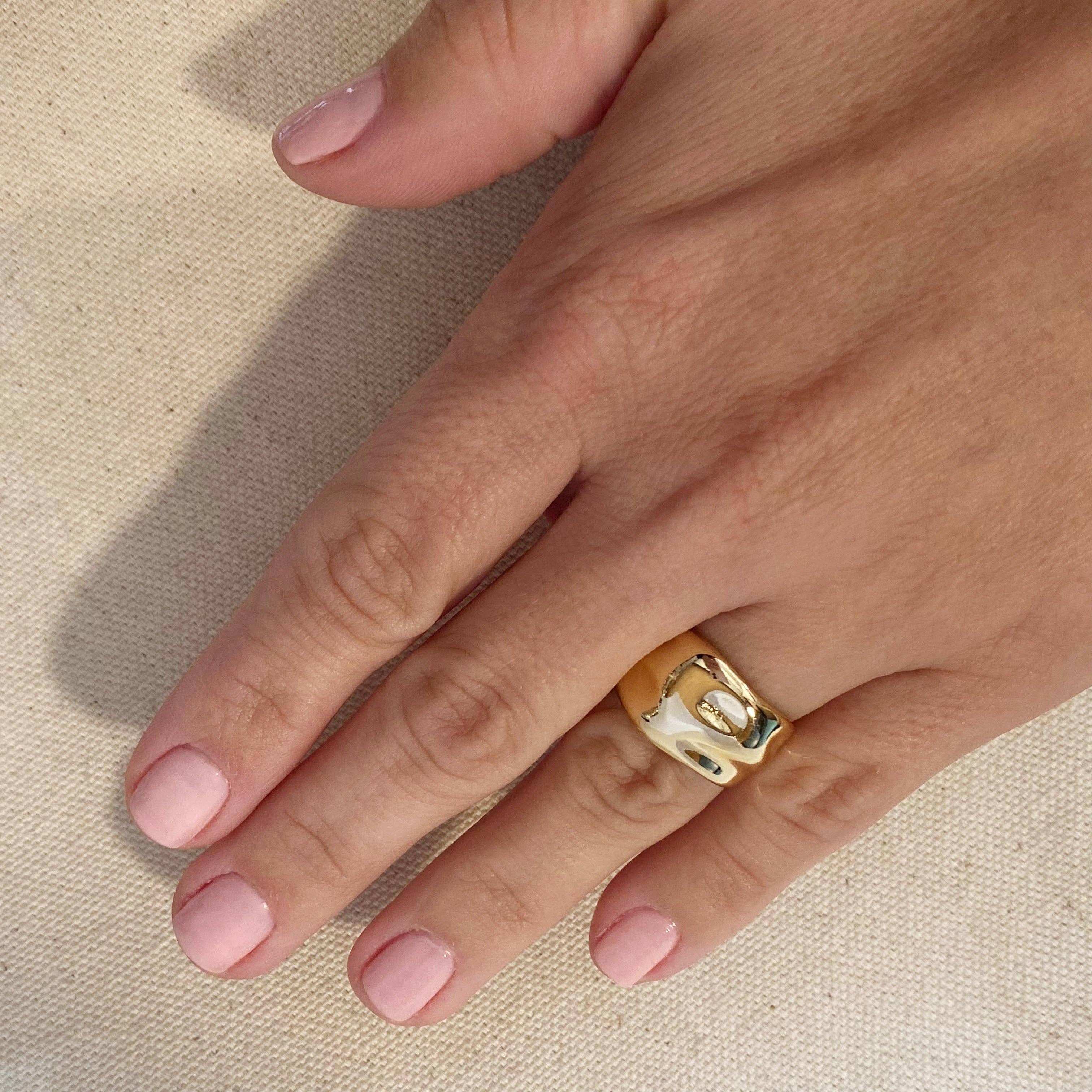 Size 7 - 18k Gold Filled Wavy Wide Band Ring, photo 3 of 5