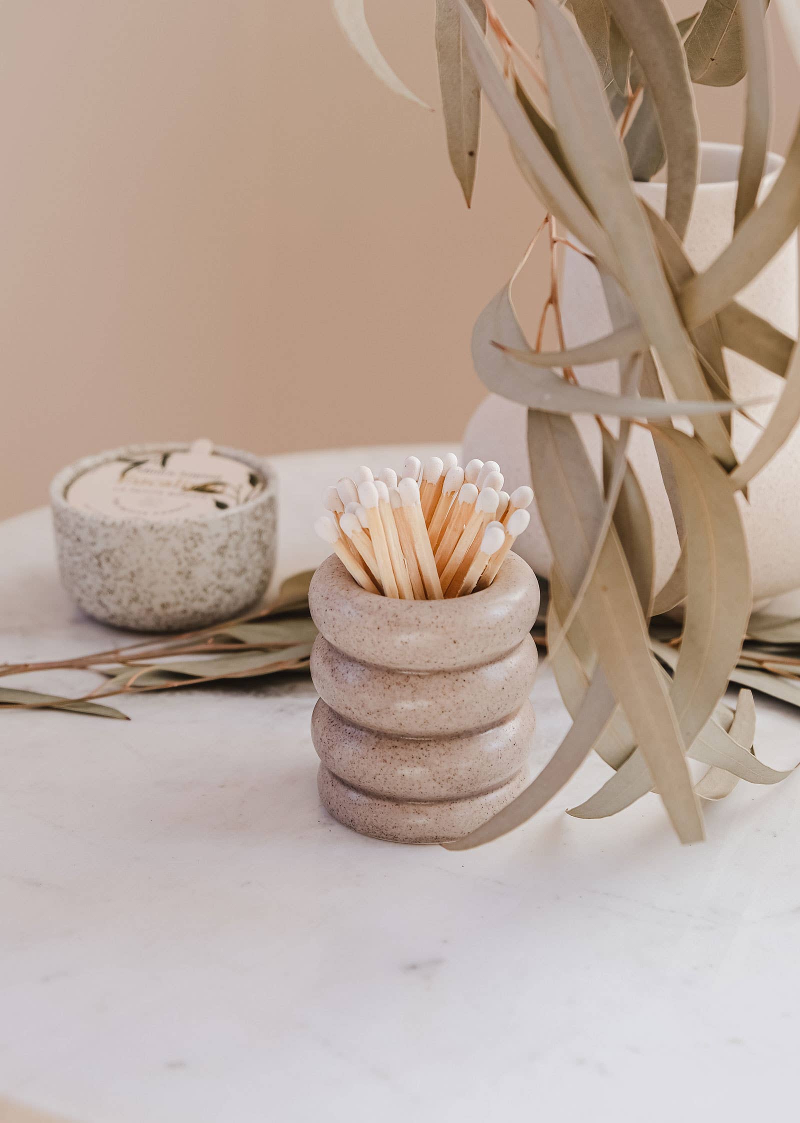 Ceramic match pot: Speckled grey, photo 1 of 8