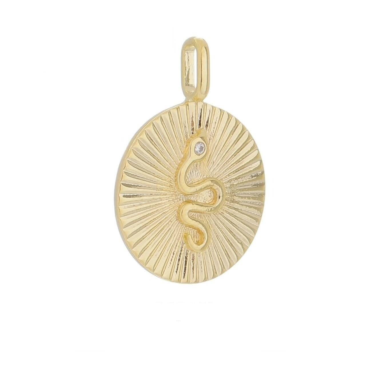 18k Gold Filled Snake Serpent Plate Pendant, photo 5 of 6