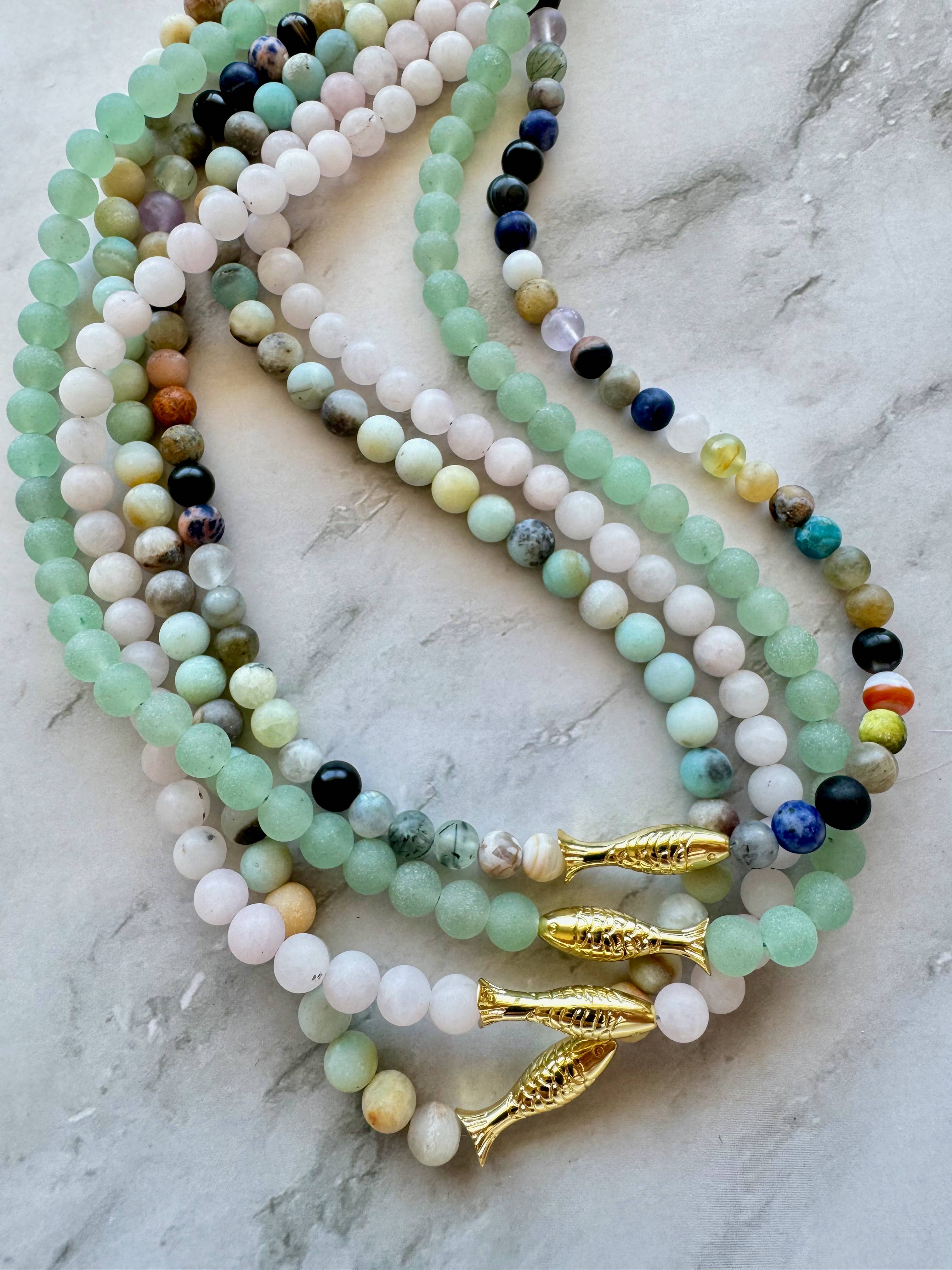 Ashia Beaded Fish Necklace: Amazonite, photo 2 of 8