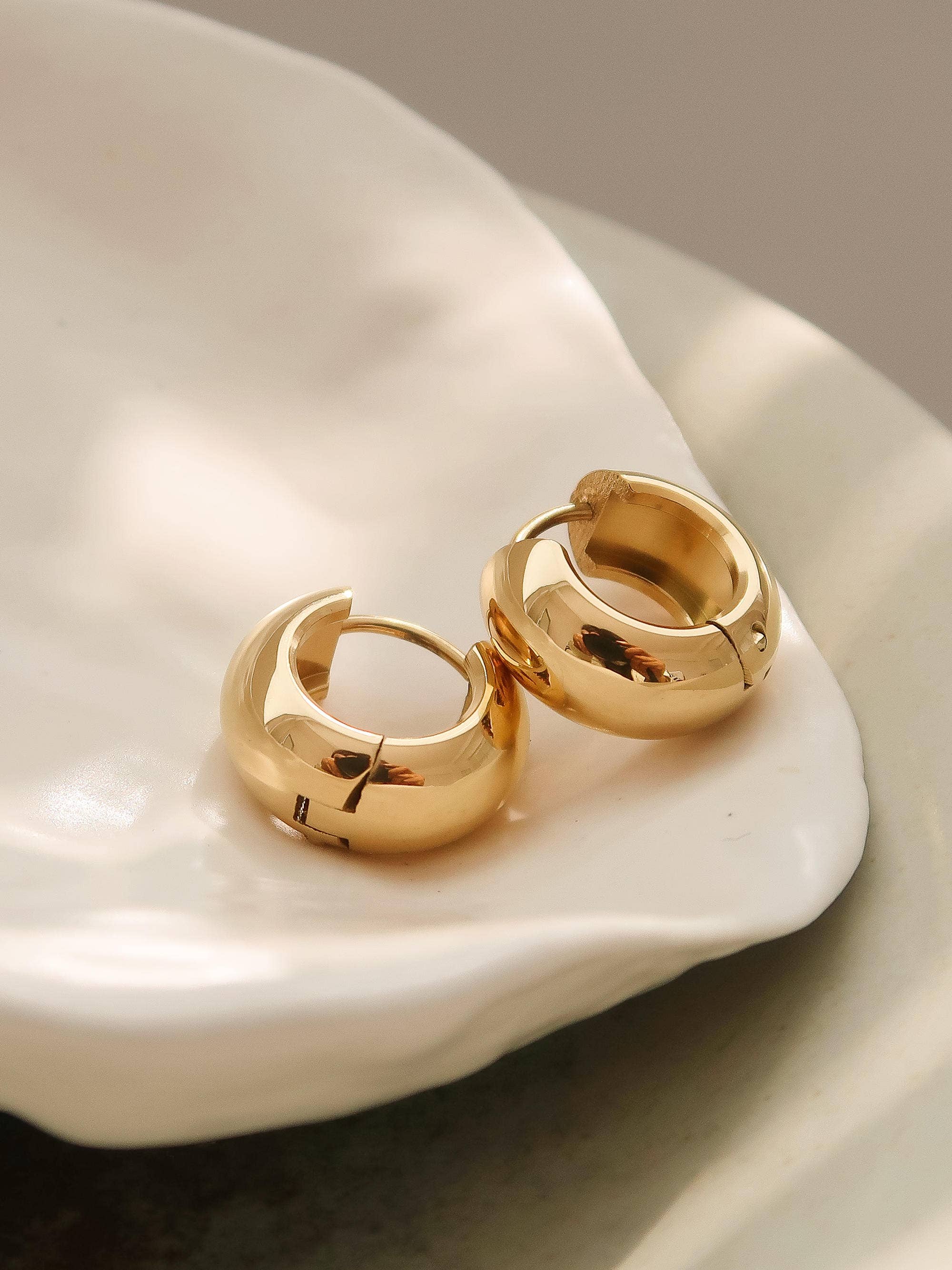 Blandine 18K Non-Tarnish Small Classic Hoop Earring: Silver, photo 2 of 6