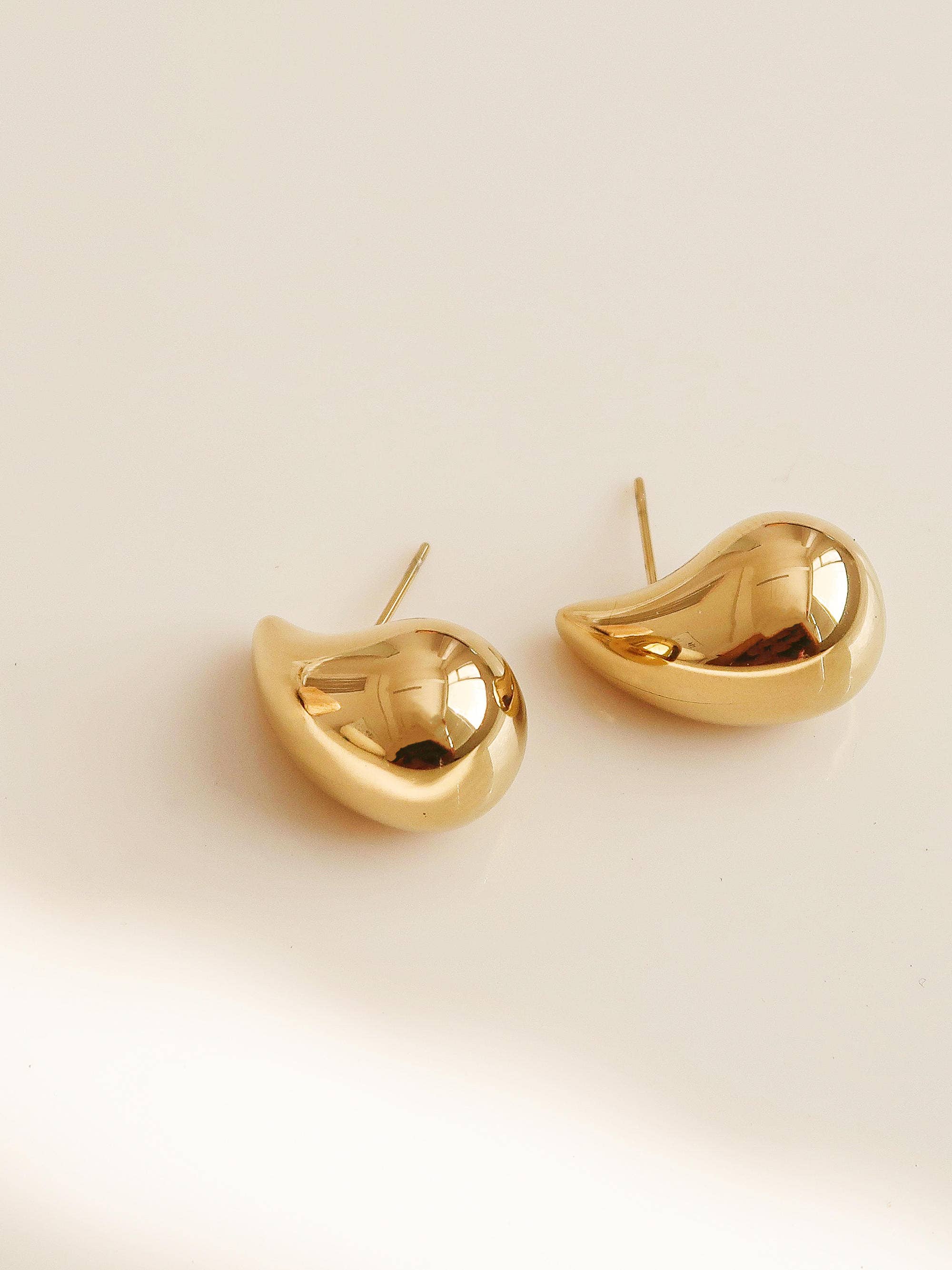 Colette 18K Gold Non-Tarnish Large Huggie Droplet Earring: Silver, photo 3 of 7