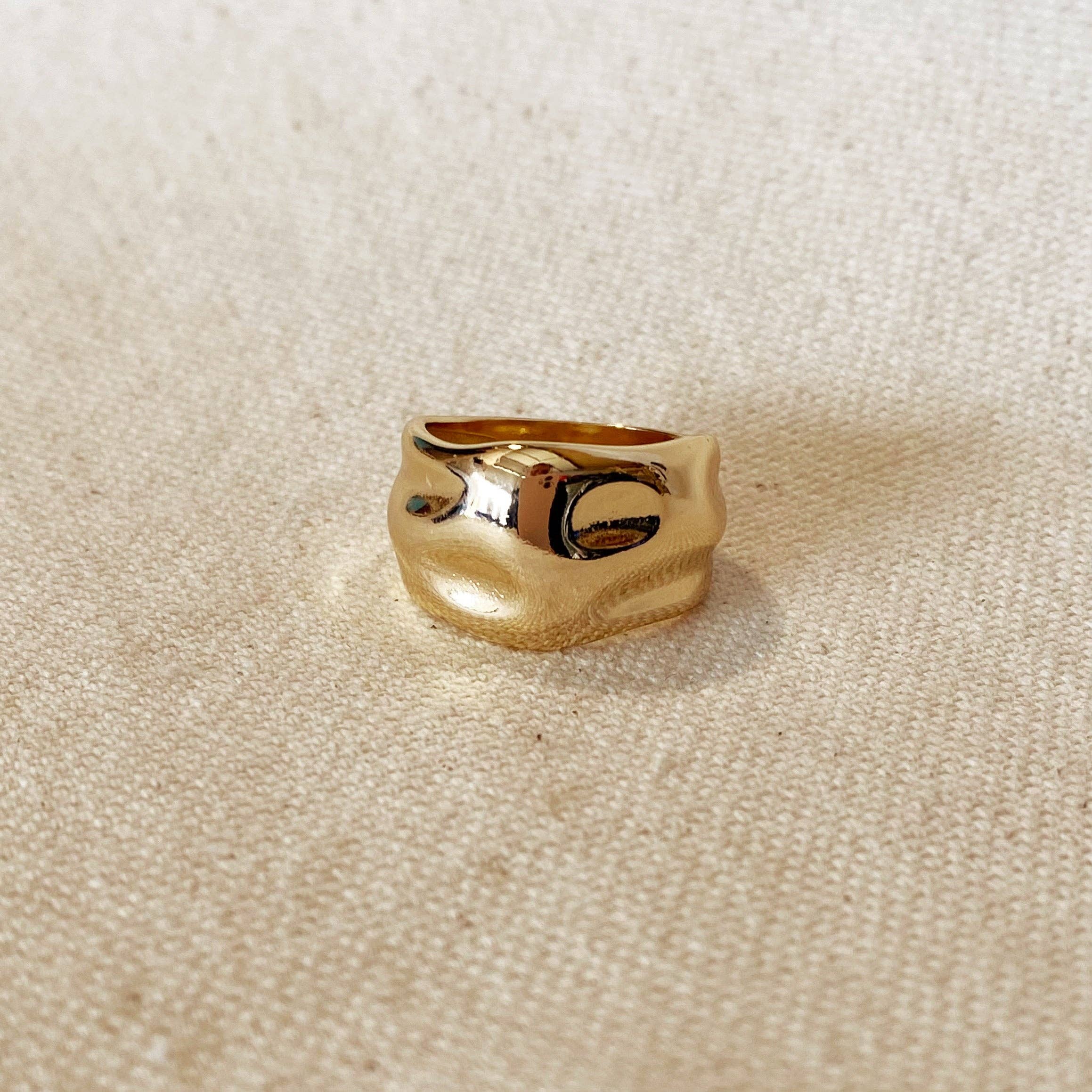 Size 7 - 18k Gold Filled Wavy Wide Band Ring, photo 1 of 5