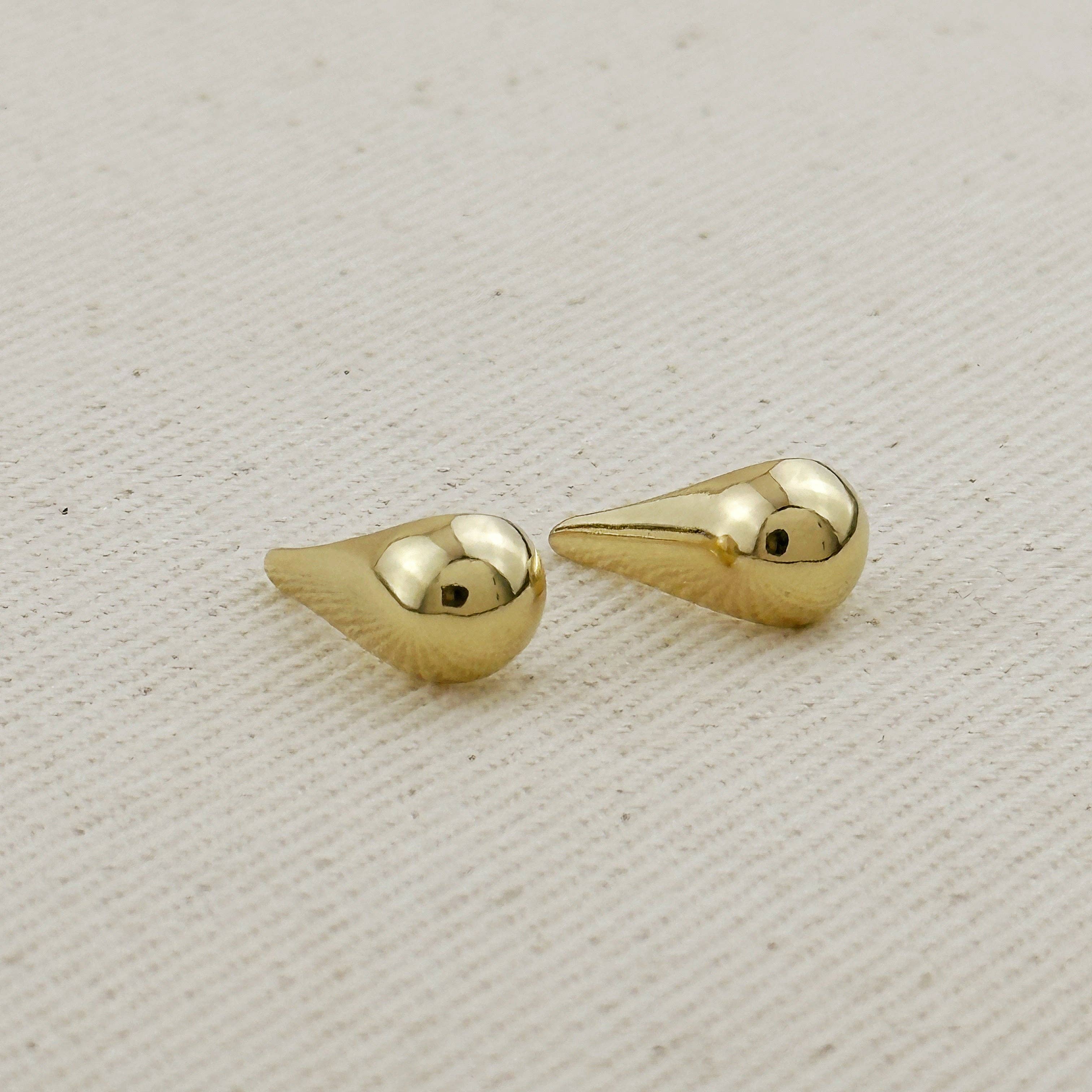 18k Gold Filled 15mm Teardrop Stud Earrings, photo 3 of 5