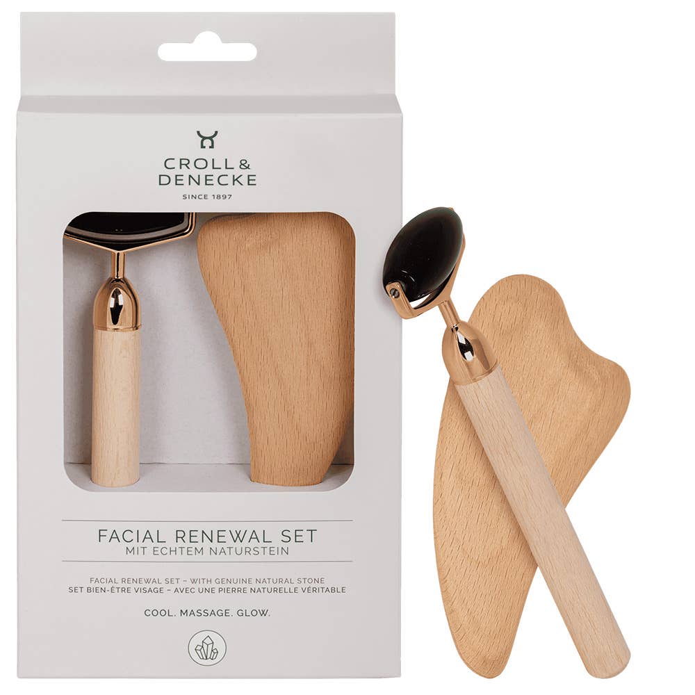 Facial Renewal Gift Set – Obsidian Roller & Gua Sha Wood, photo 1 of 4