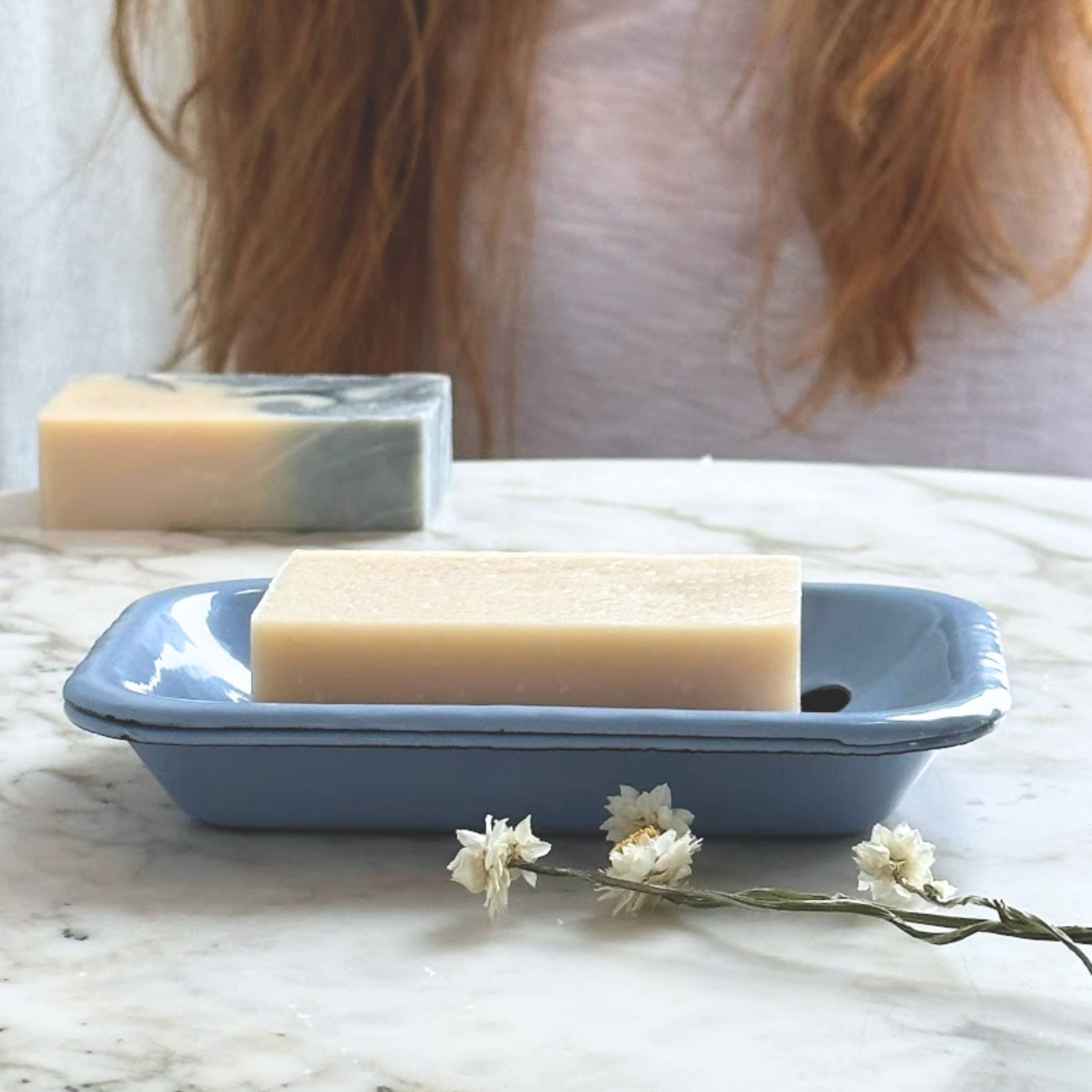 Enamel soap dish in hydrangea blue, photo 3 of 6