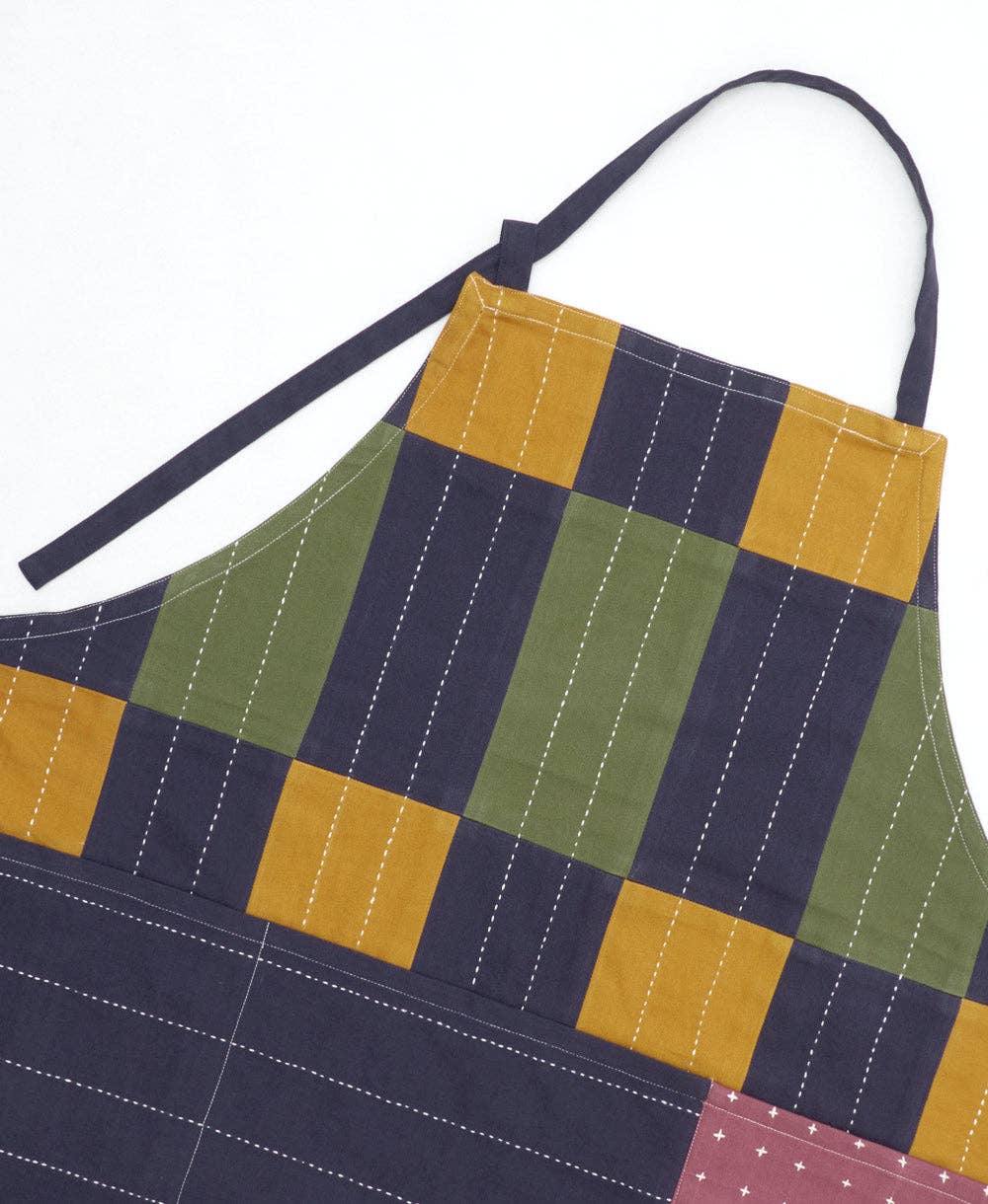 Trellis Organic Cotton Bib Apron - Ochre: Ochre, photo 3 of 3