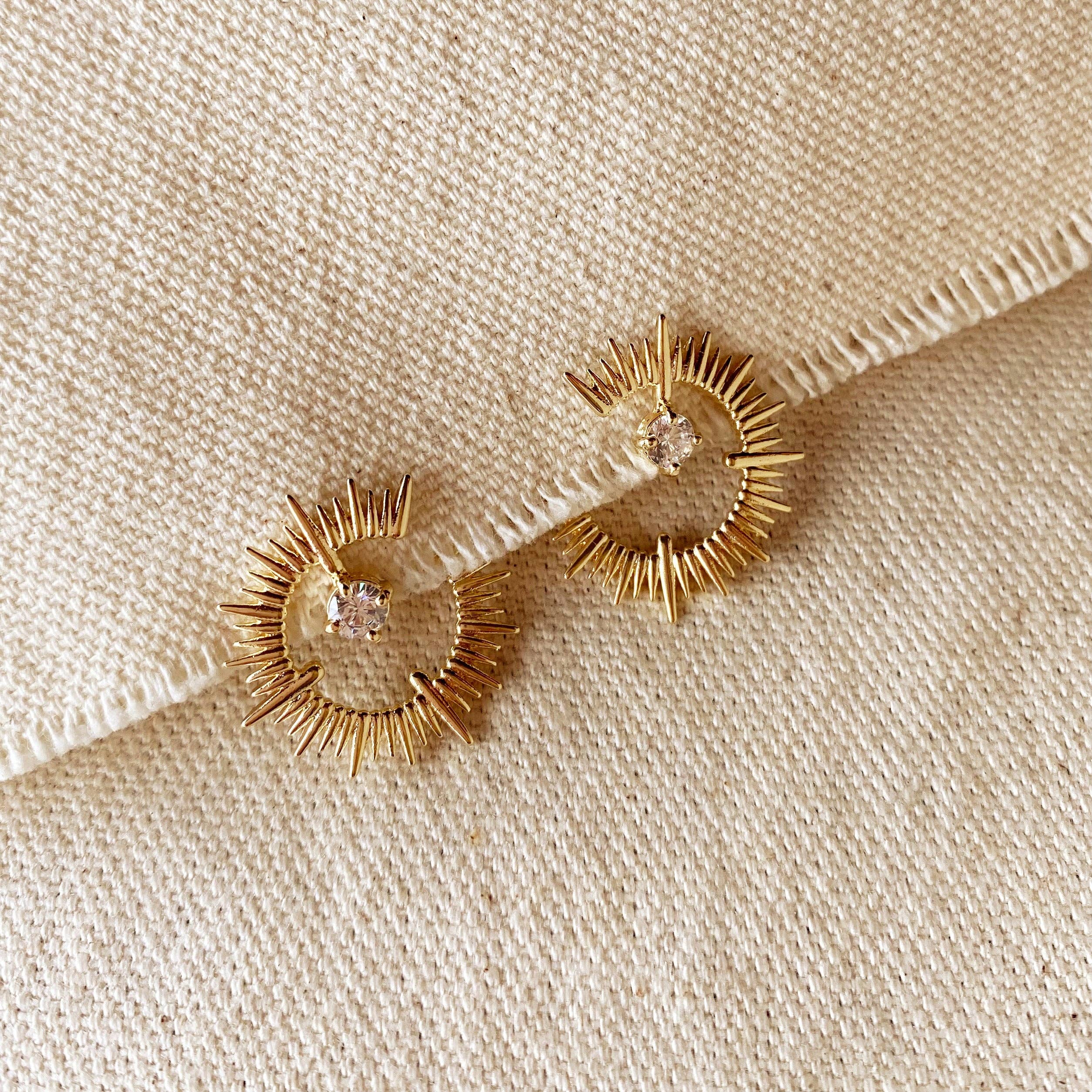 18K Gold Filled Spiked Stud With CZ, photo 1 of 3