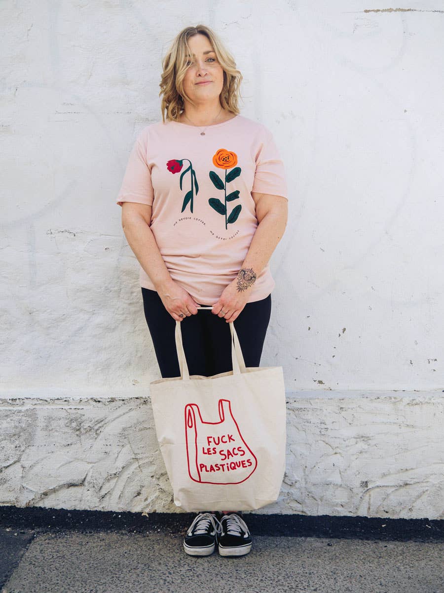 Fuck Plastique French Printed Cotton Tote Bag, photo 4 of 5