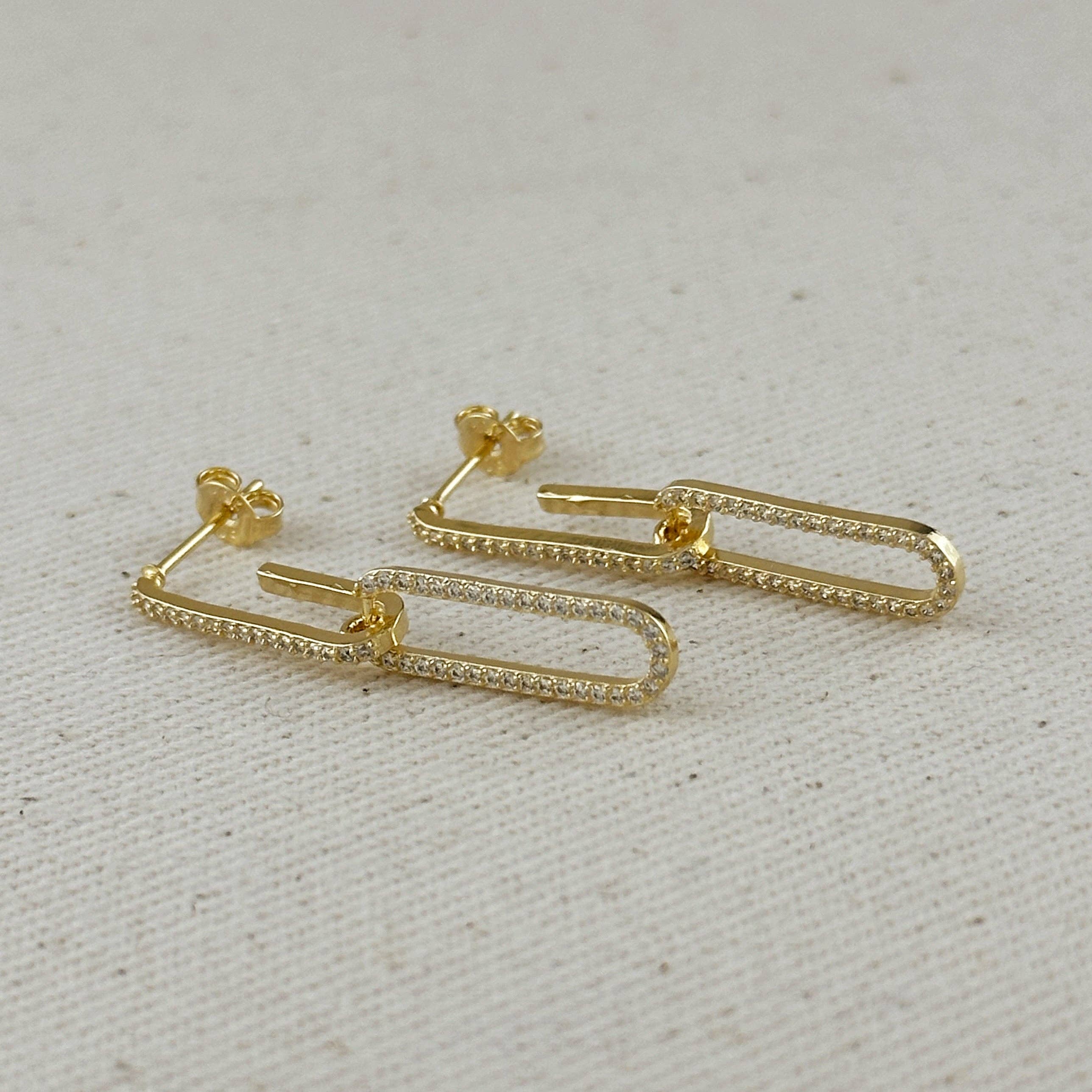 18k Gold Filled CZ Paperclip Drop Earrings, photo 3 of 7