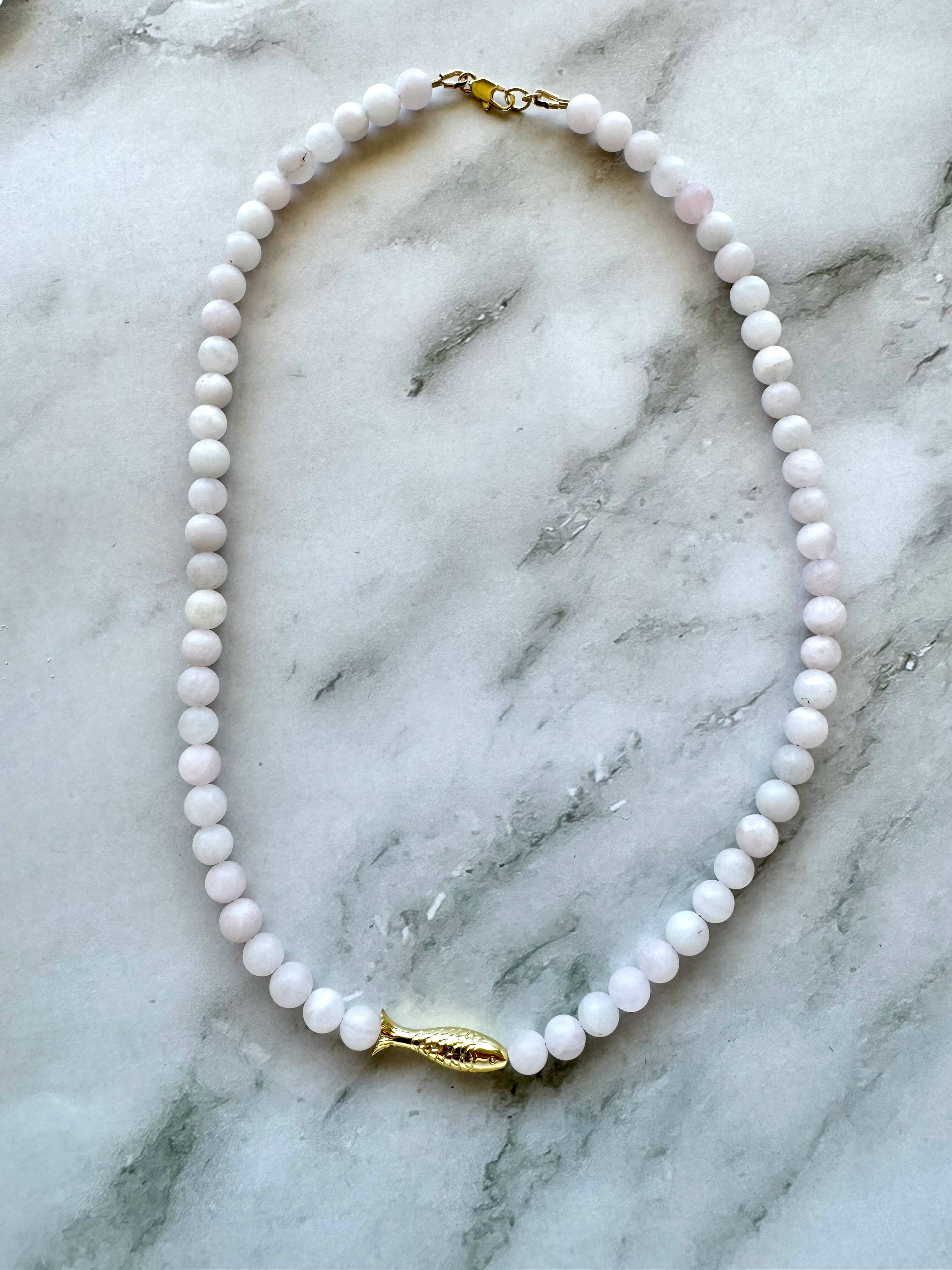 Ashia Beaded Fish Necklace: Amazonite, photo 3 of 8
