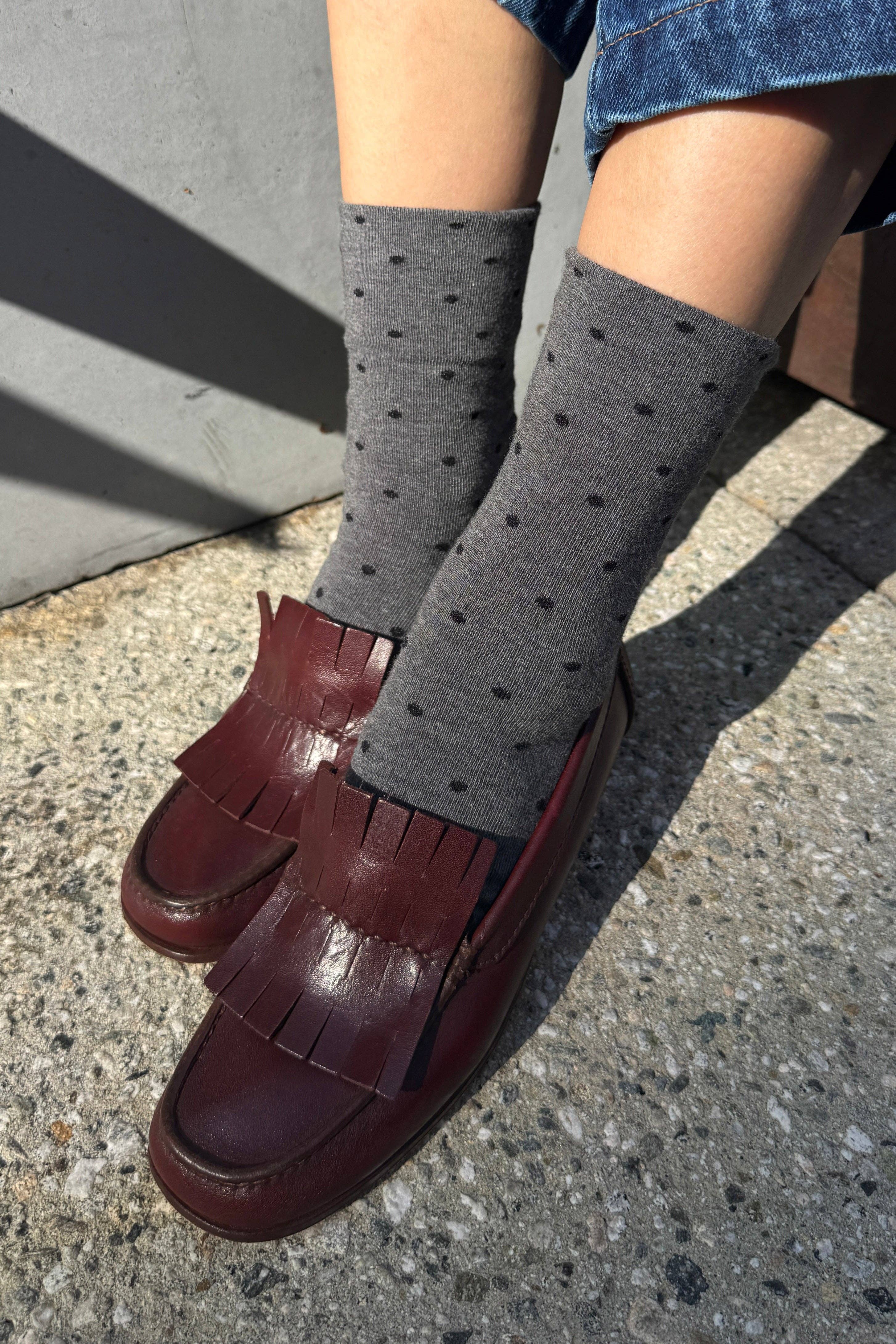 Polka Dot Sneaker Socks: CHARCOAL/BLACK, photo 3 of 4