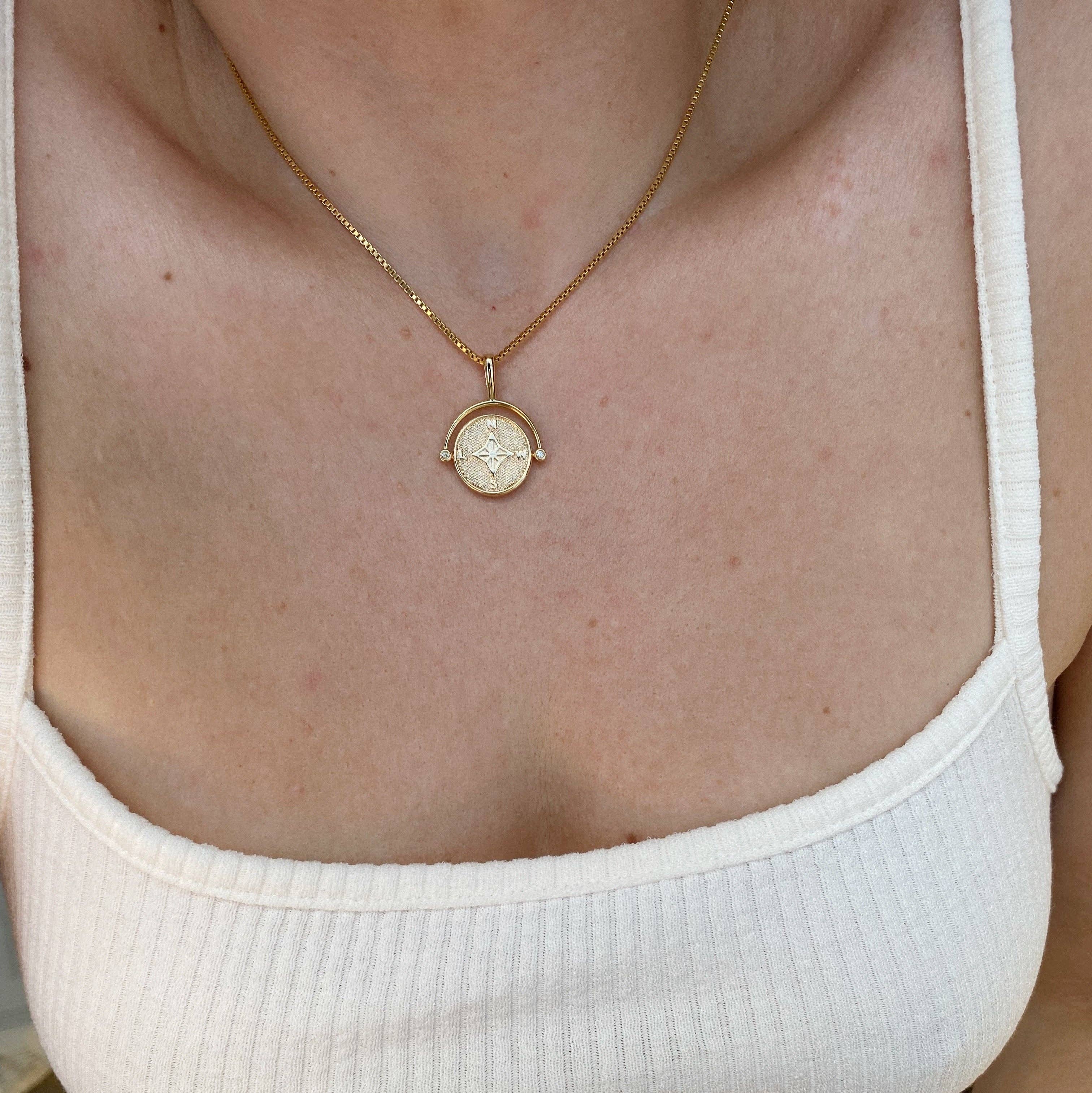 18k Gold-Plated Compass Pendant, photo 2 of 6