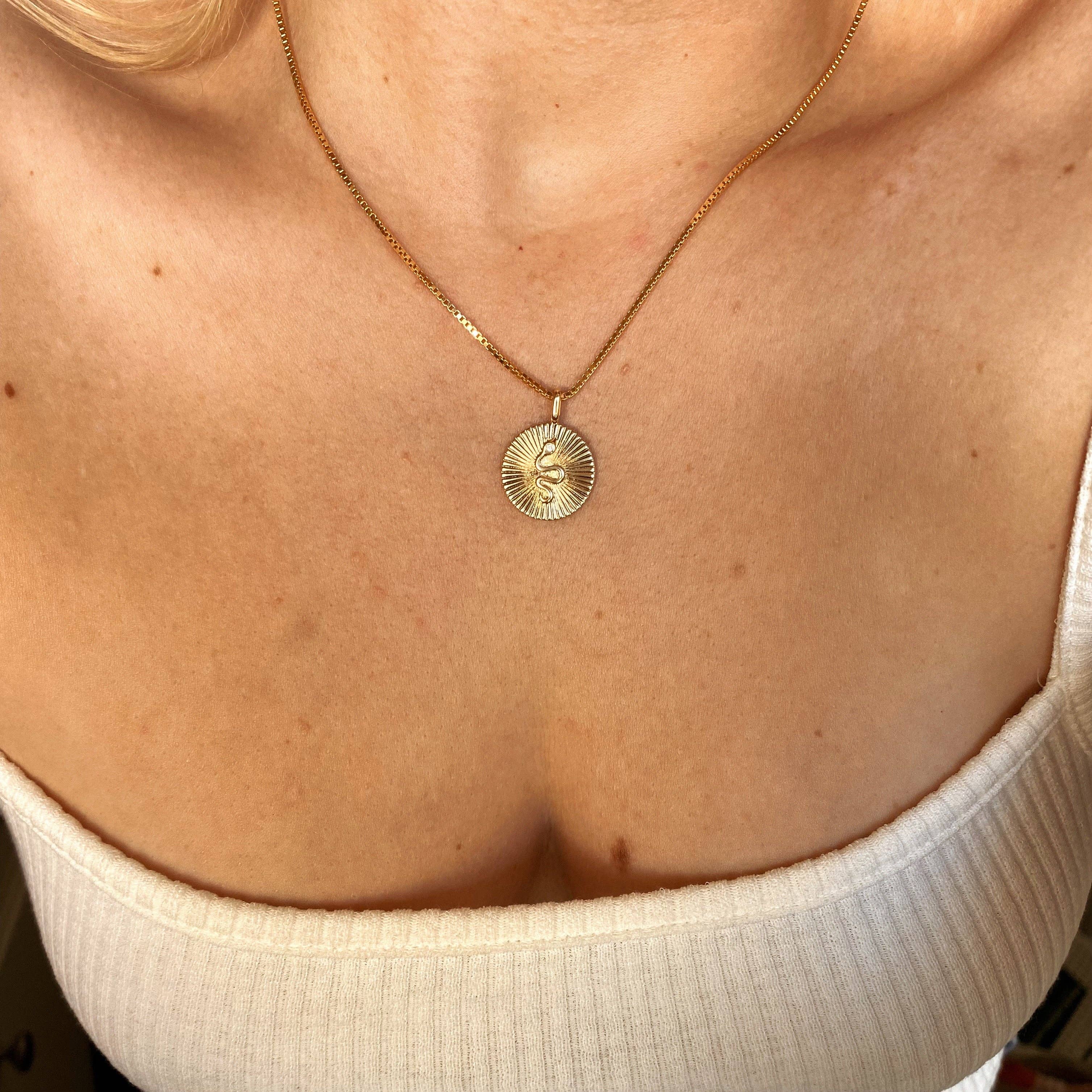 18k Gold Filled Snake Serpent Plate Pendant, photo 4 of 6