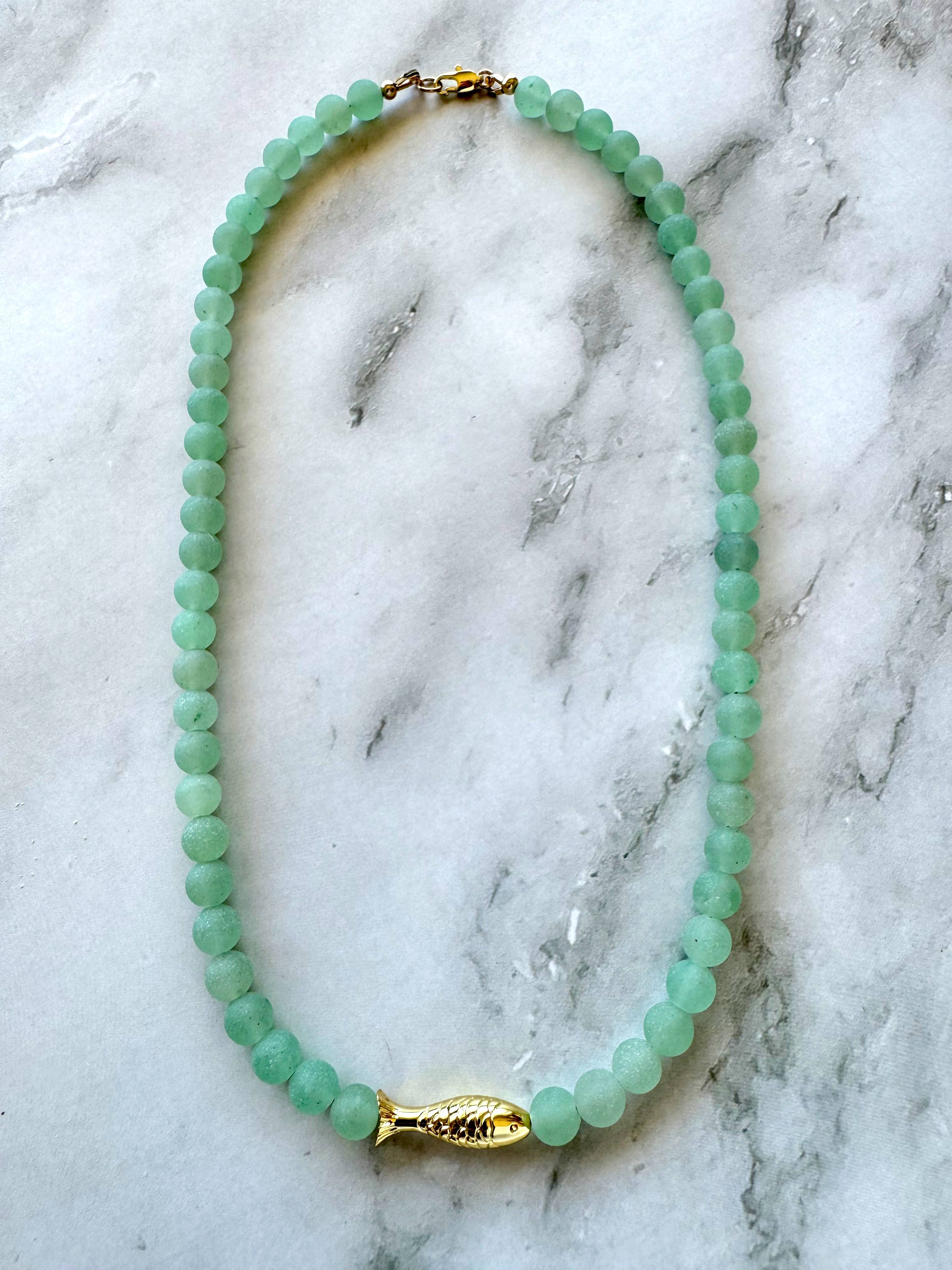 Ashia Beaded Fish Necklace: Amazonite, photo 5 of 8