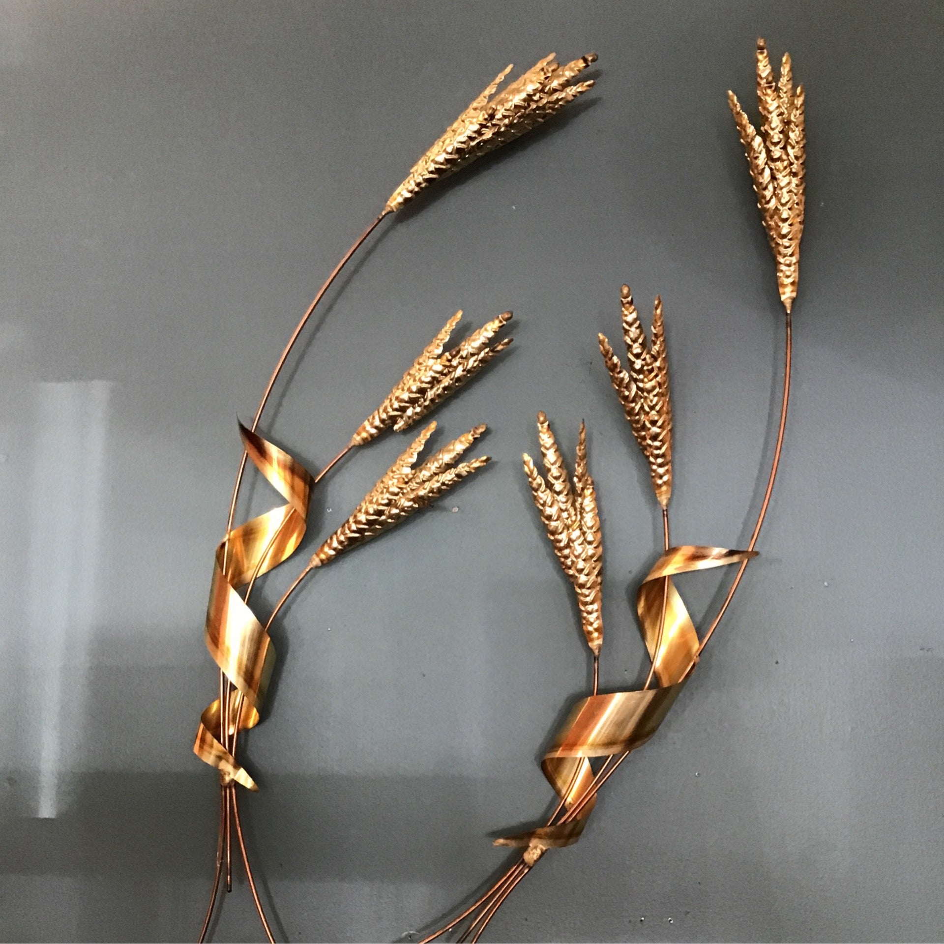 Brass and Copper Wheat wall decor