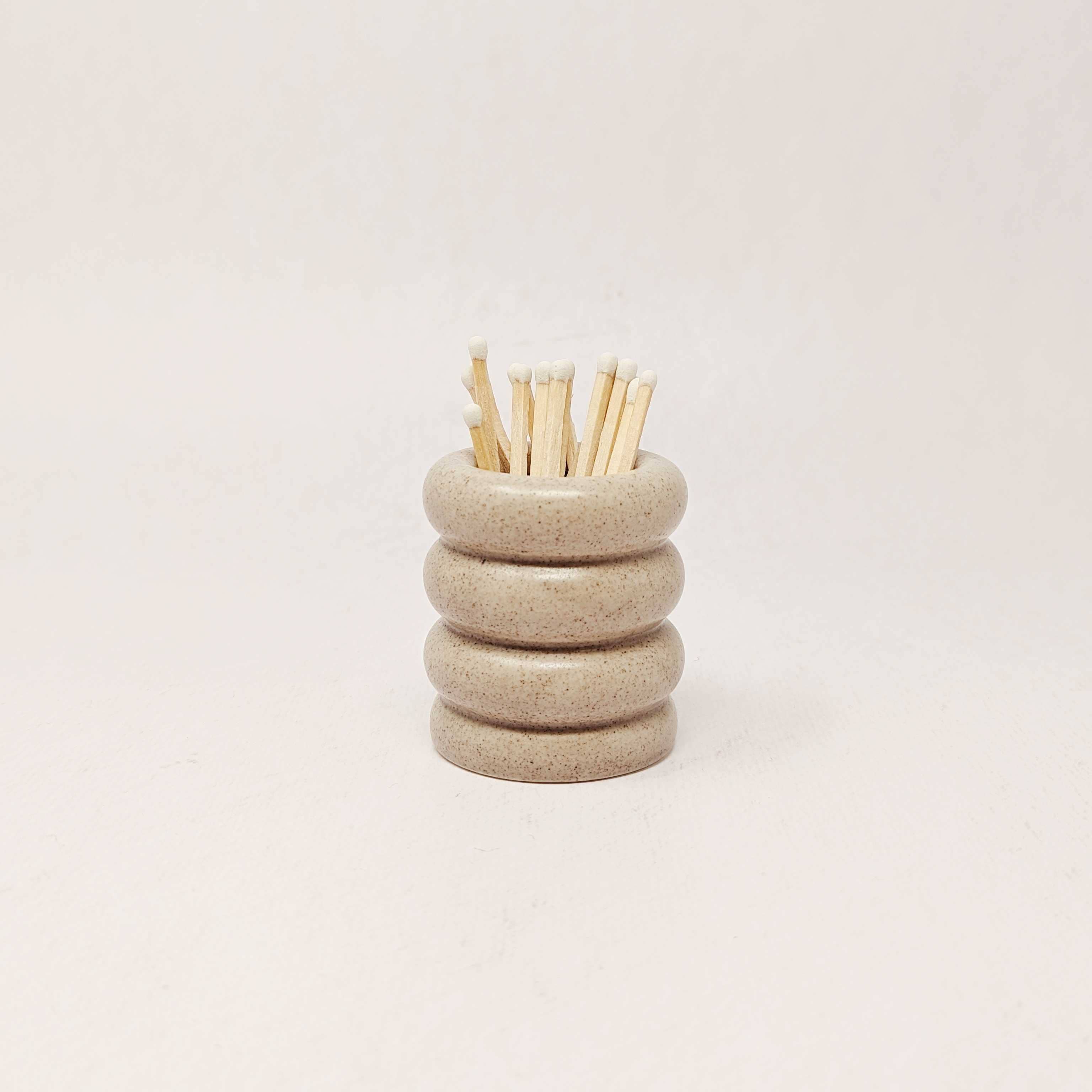 Ceramic match pot: Speckled grey, photo 6 of 8