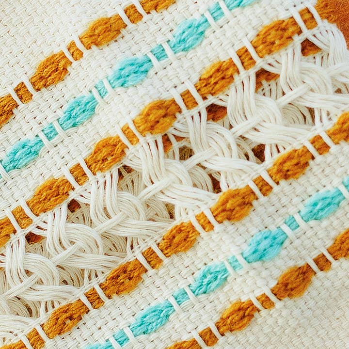 Handwoven Cotton Napkin - Mustard and Teal, photo 2 of 3