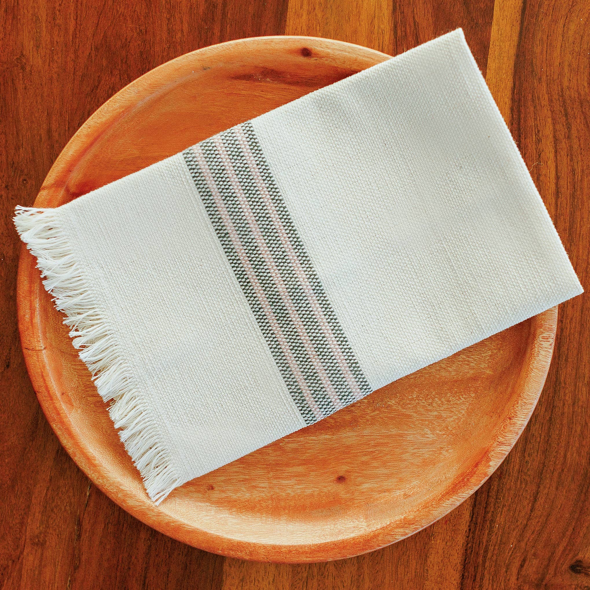 Handwoven Cotton Napkin - Olive and Rose, photo 1 of 2