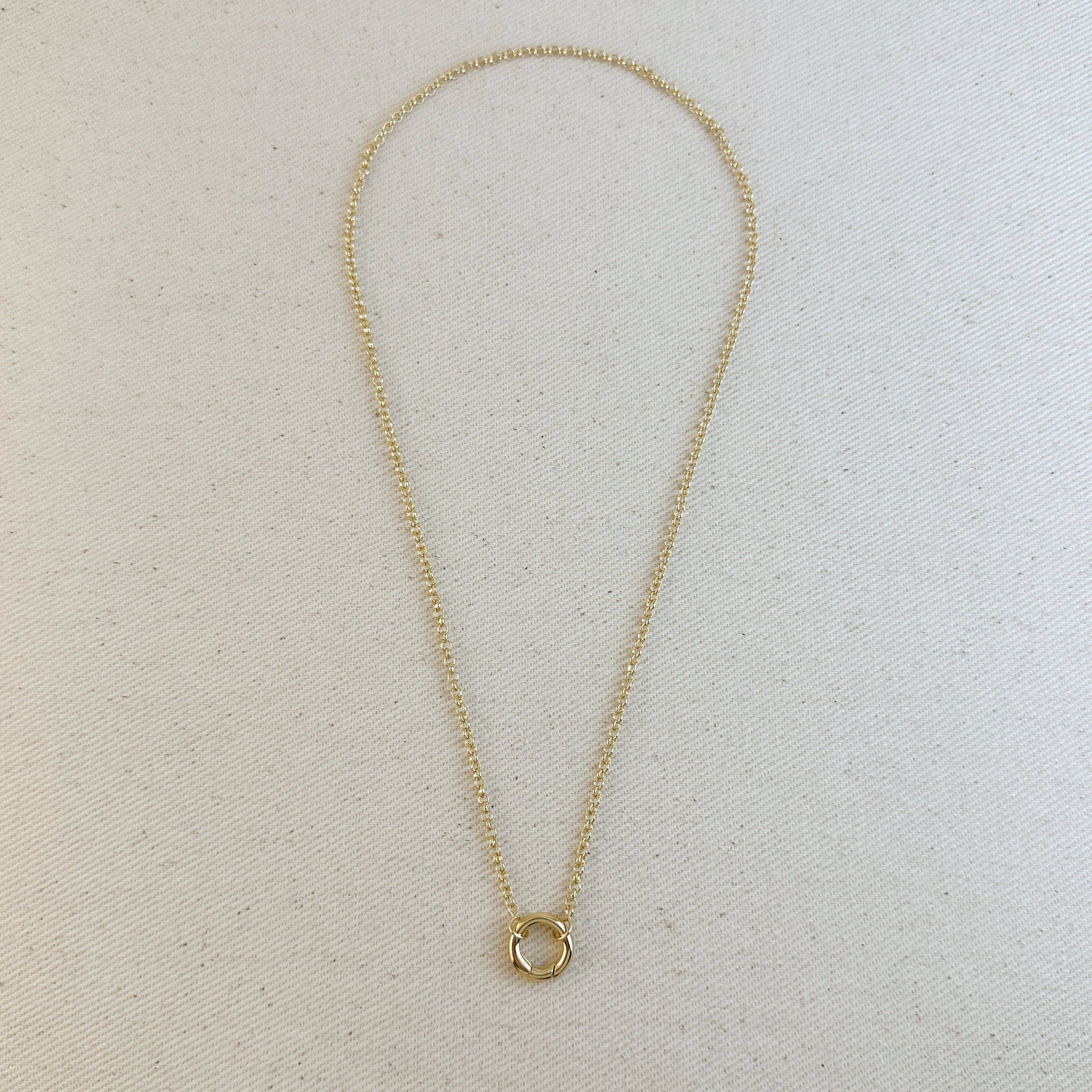 16”-18k Gold Filled Rolo Chain Necklace Featuring Carabiner Clasp, photo 4 of 6