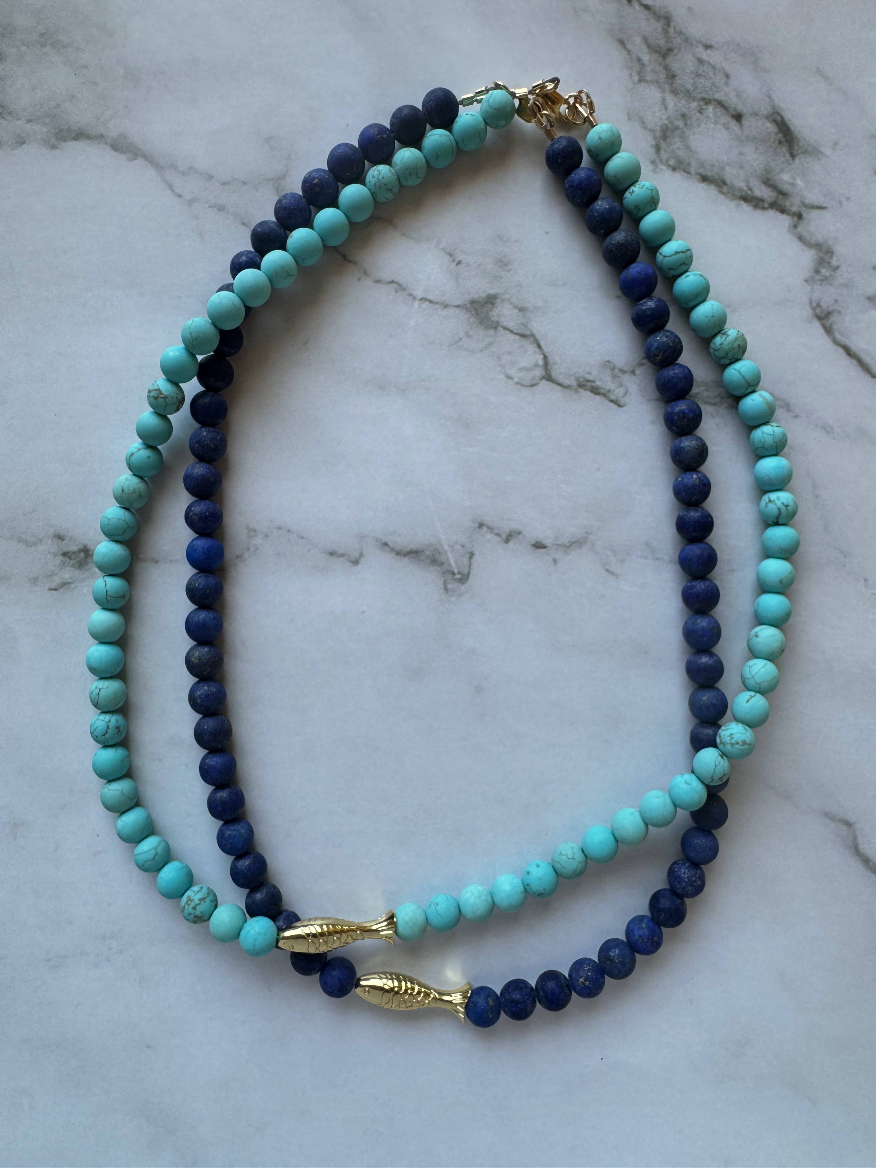 Ashia Beaded Fish Necklace: Amazonite, photo 6 of 8