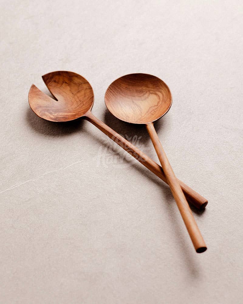 Teak Wooden Salad Servers Set - Salad Spoon Fork Spatula, photo 2 of 2