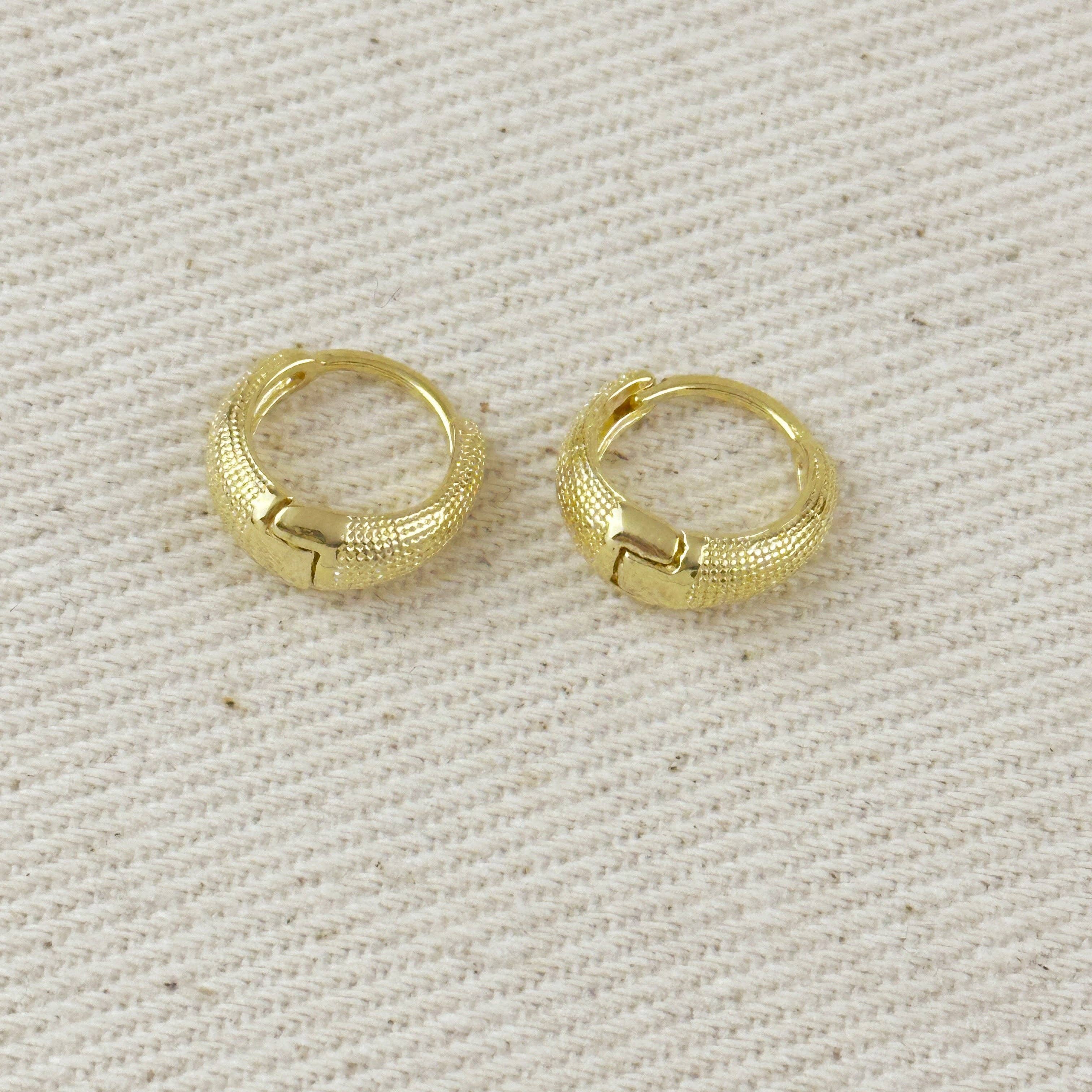 18k Gold Filled Textured Clicker Hoop Earrings: 12mm, photo 1 of 4