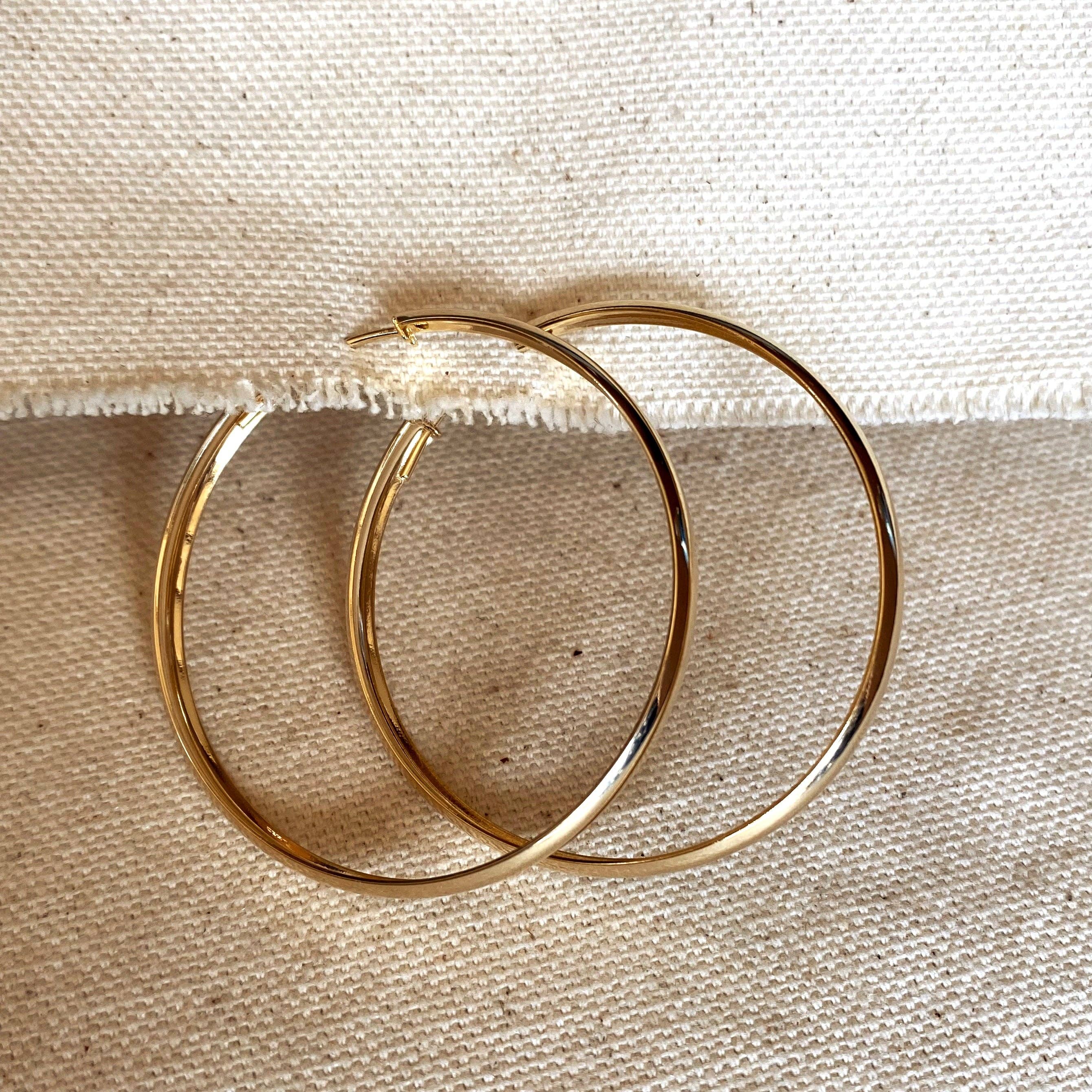 18k Gold Filled 50mm Hollow Continuous Hoop Earrings, photo 4 of 4