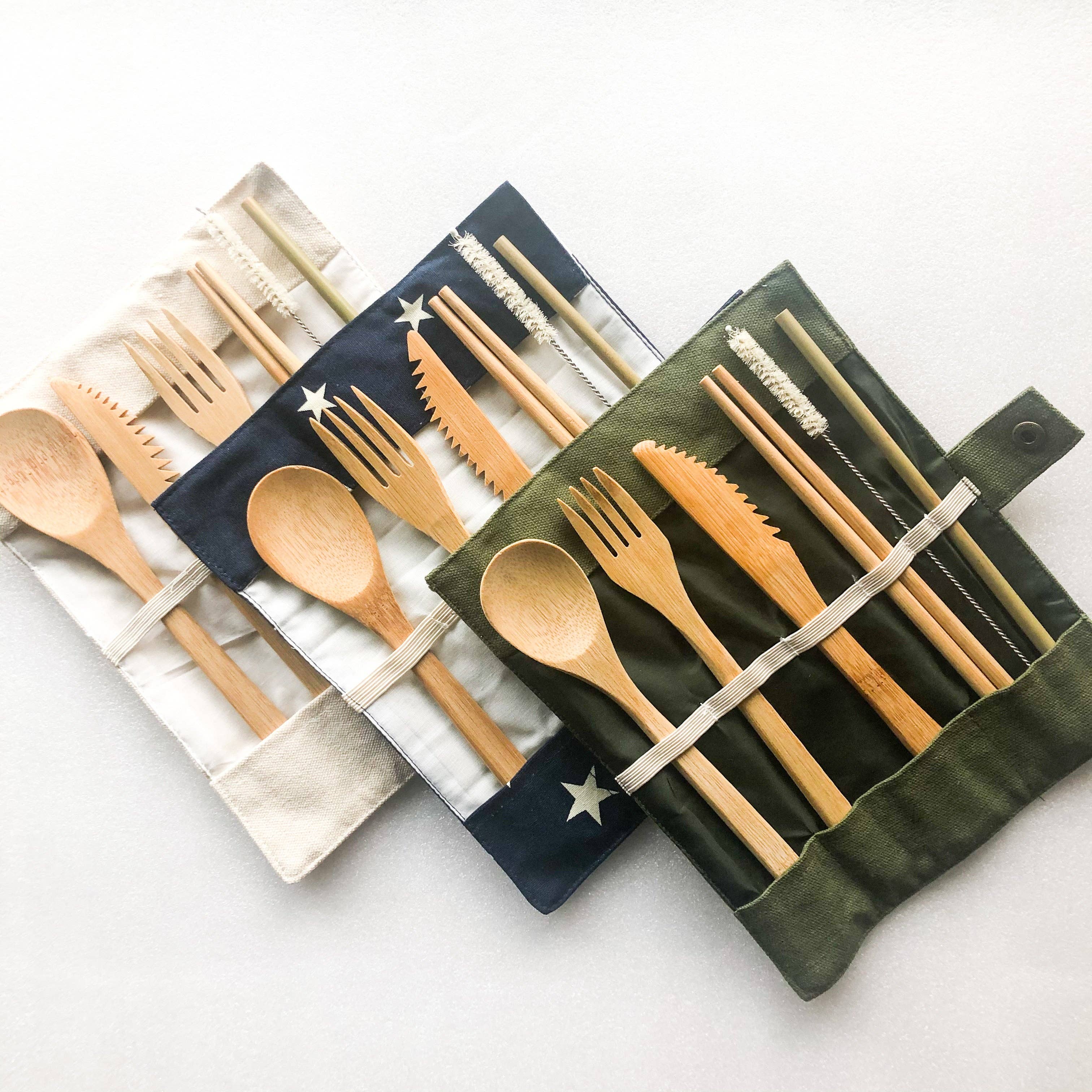 Bamboo Cutlery Set | Zero Waste Reusable | Washable Organic: Beige, photo 2 of 6