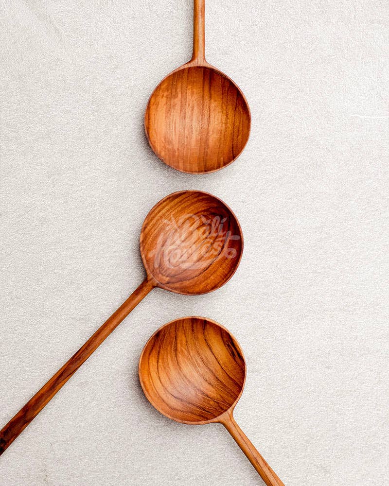 Round Teak Bowl Wooden Spoon, photo 6 of 8