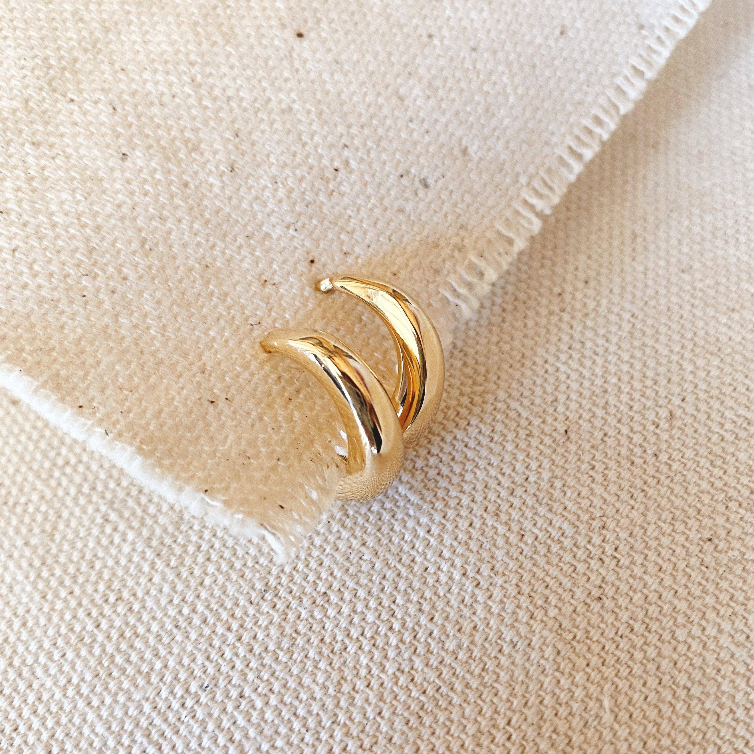 18k Gold Filled Artisan Style Clicker Hoop Earrings, photo 4 of 6