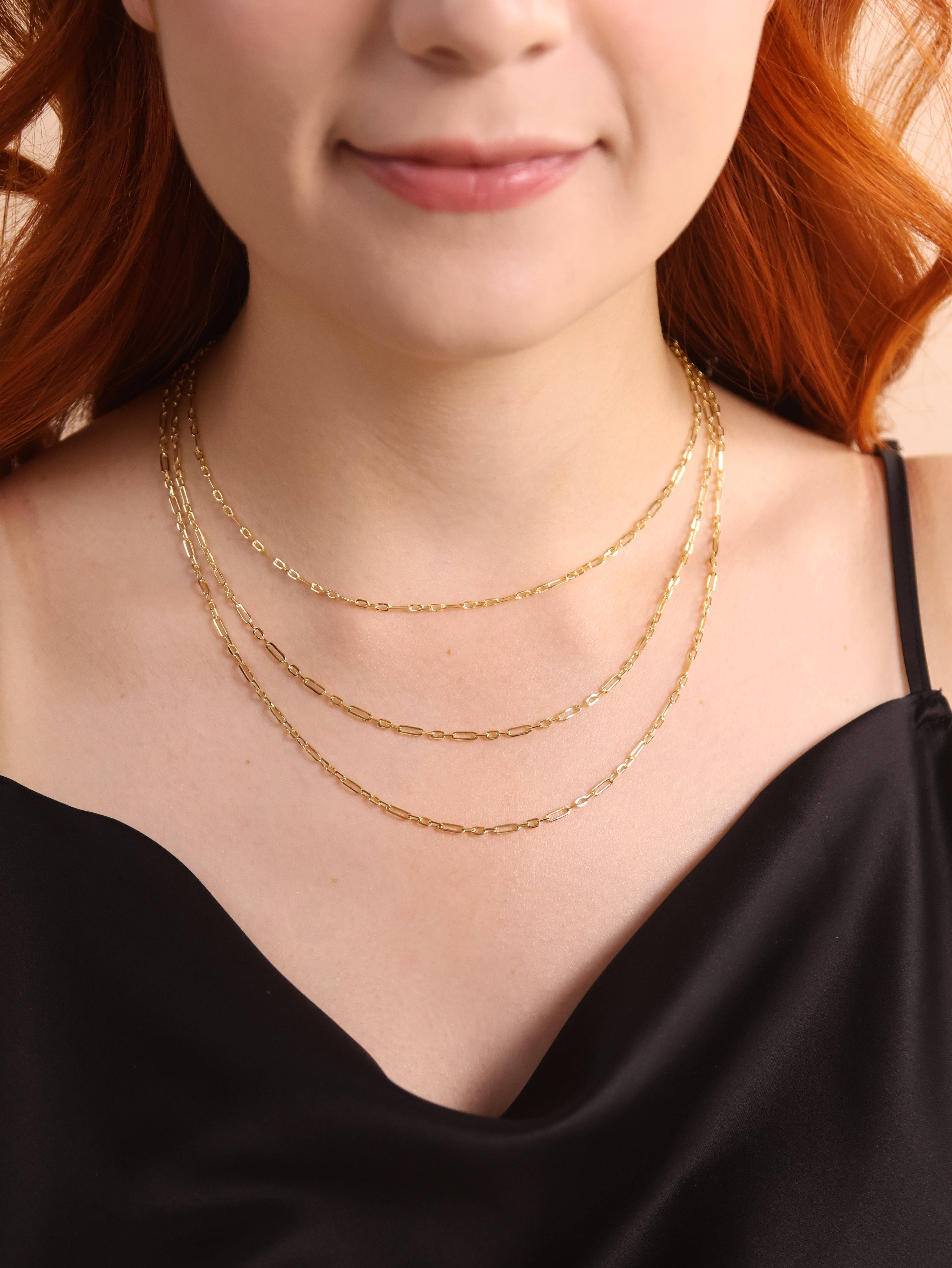 16” - 18k Gold Filled 3x1 Alternated Paperclip Necklace, photo 3 of 6