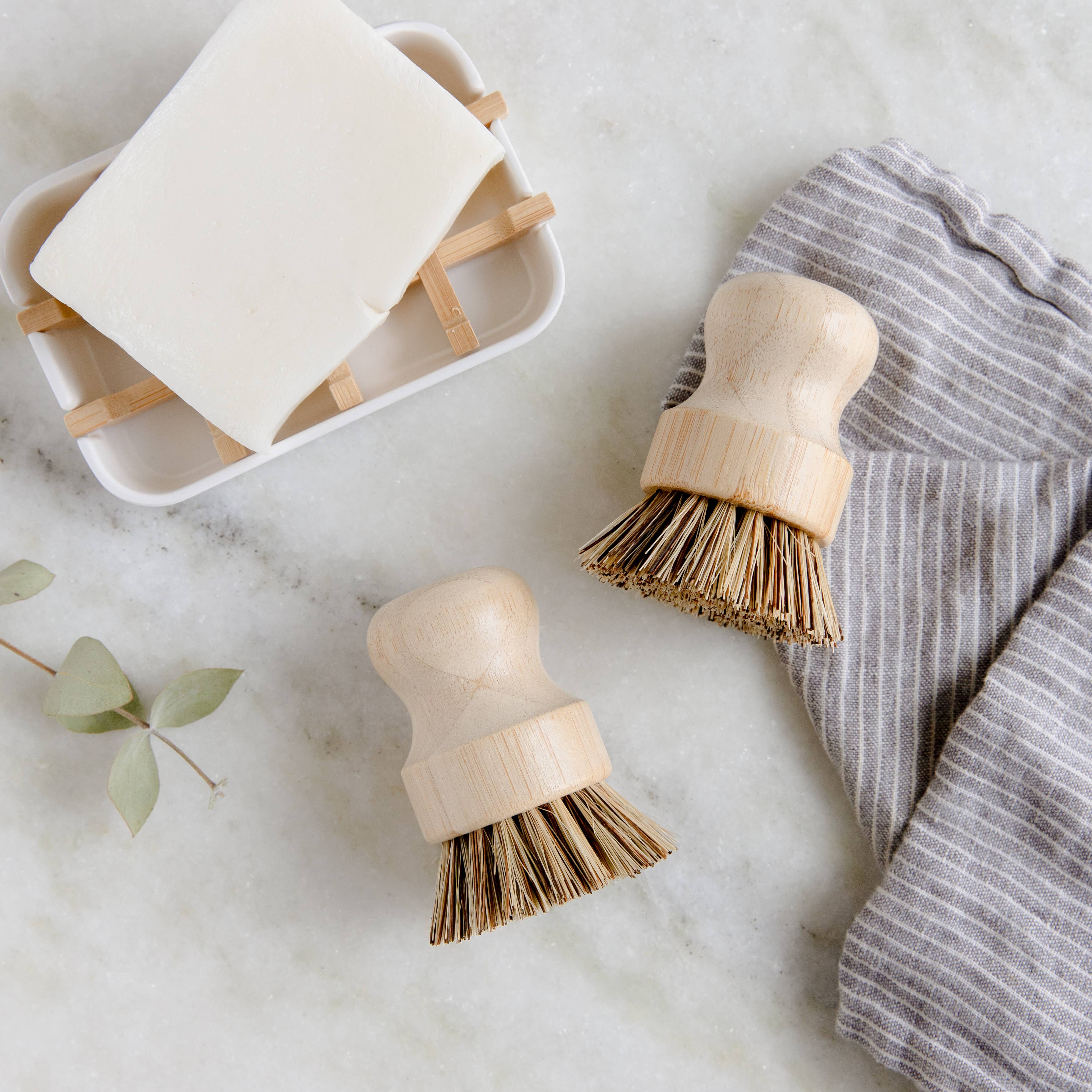 Bamboo Pot Scrubber Brush With Wide Handle | Eco Friendly: One Brush, photo 1 of 6