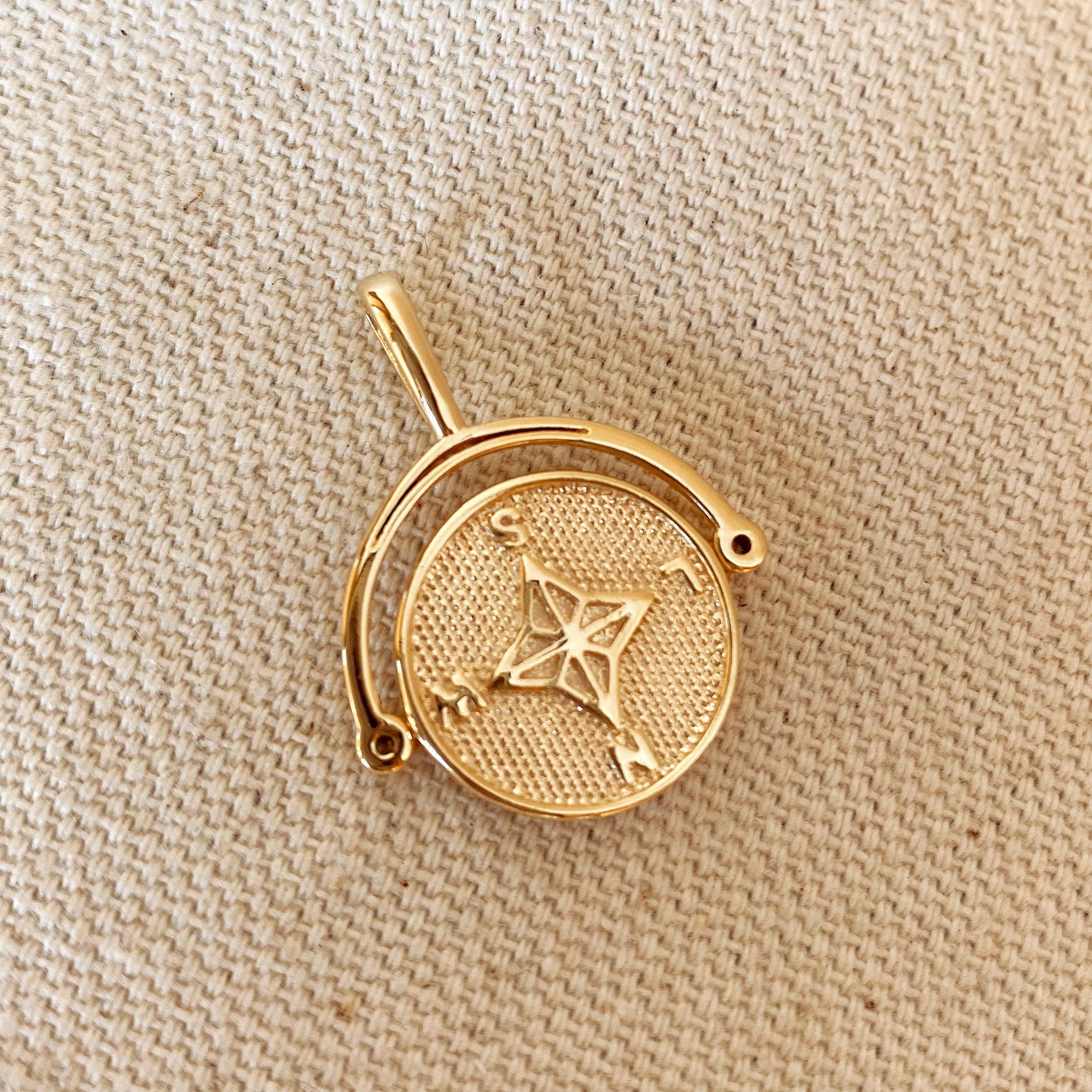 18k Gold-Plated Compass Pendant, photo 4 of 6
