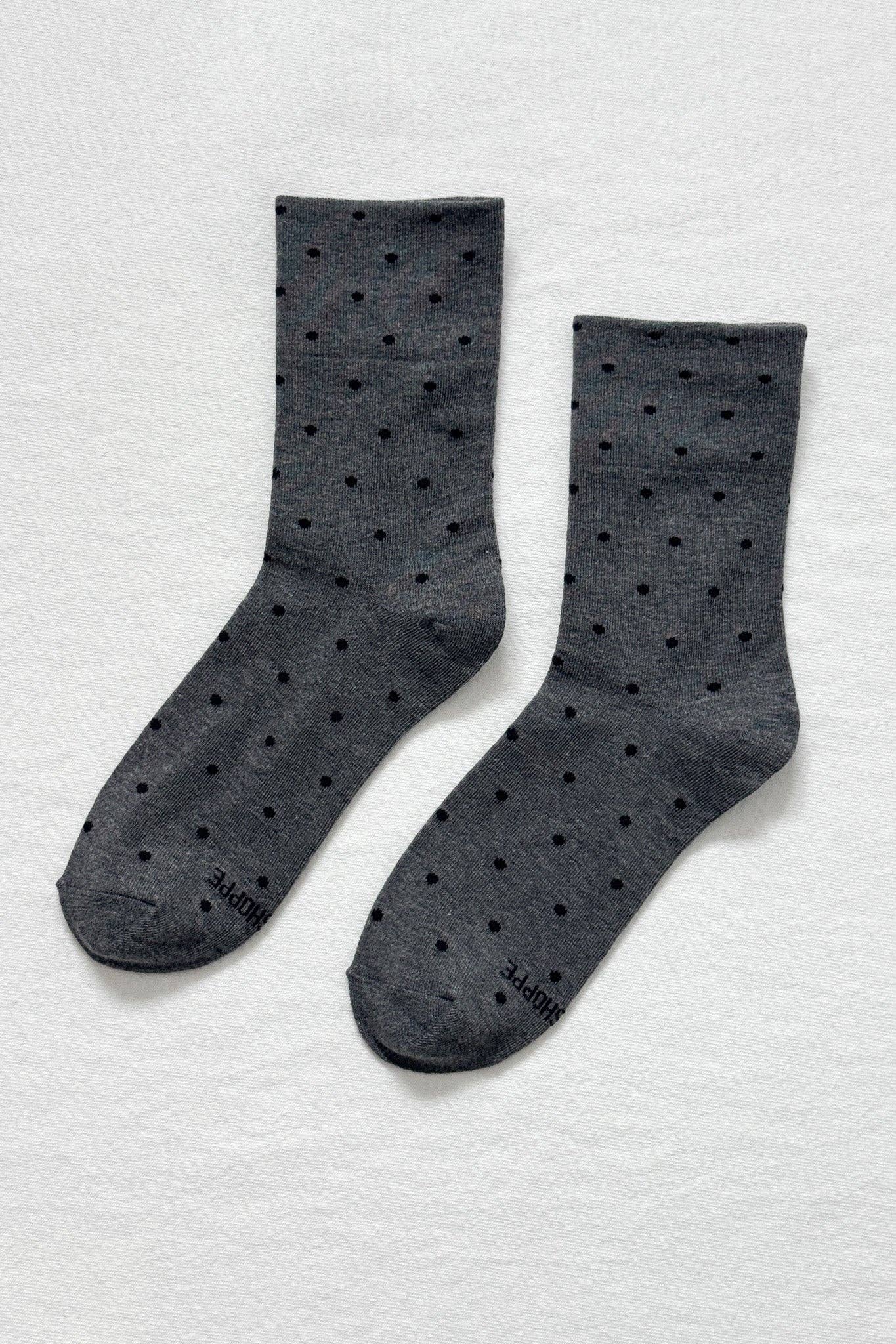 Polka Dot Sneaker Socks: CHARCOAL/BLACK, photo 1 of 4