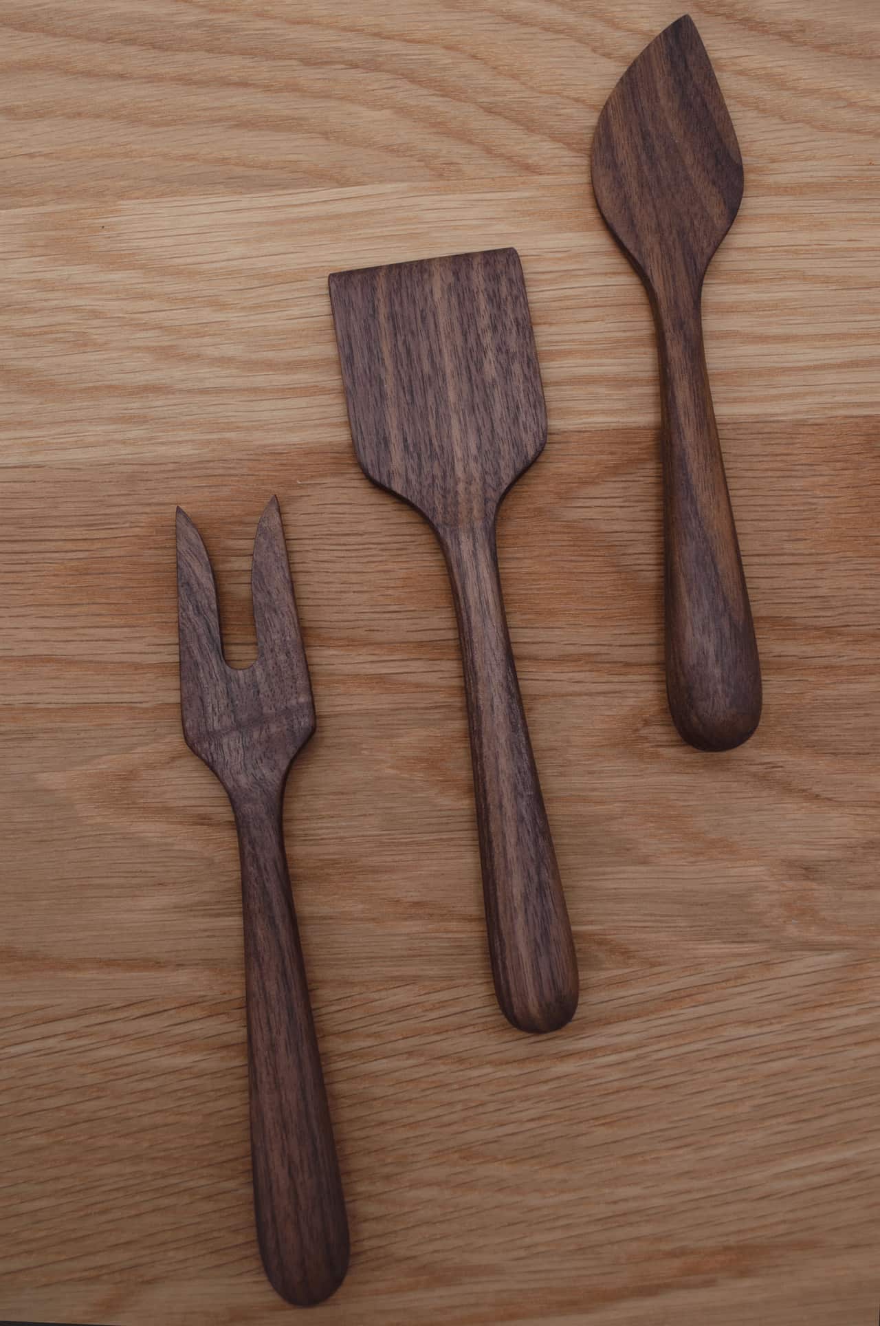 6.5" Walnut Wood Cheese Set - Handmade Serving Utensils, photo 3 of 3