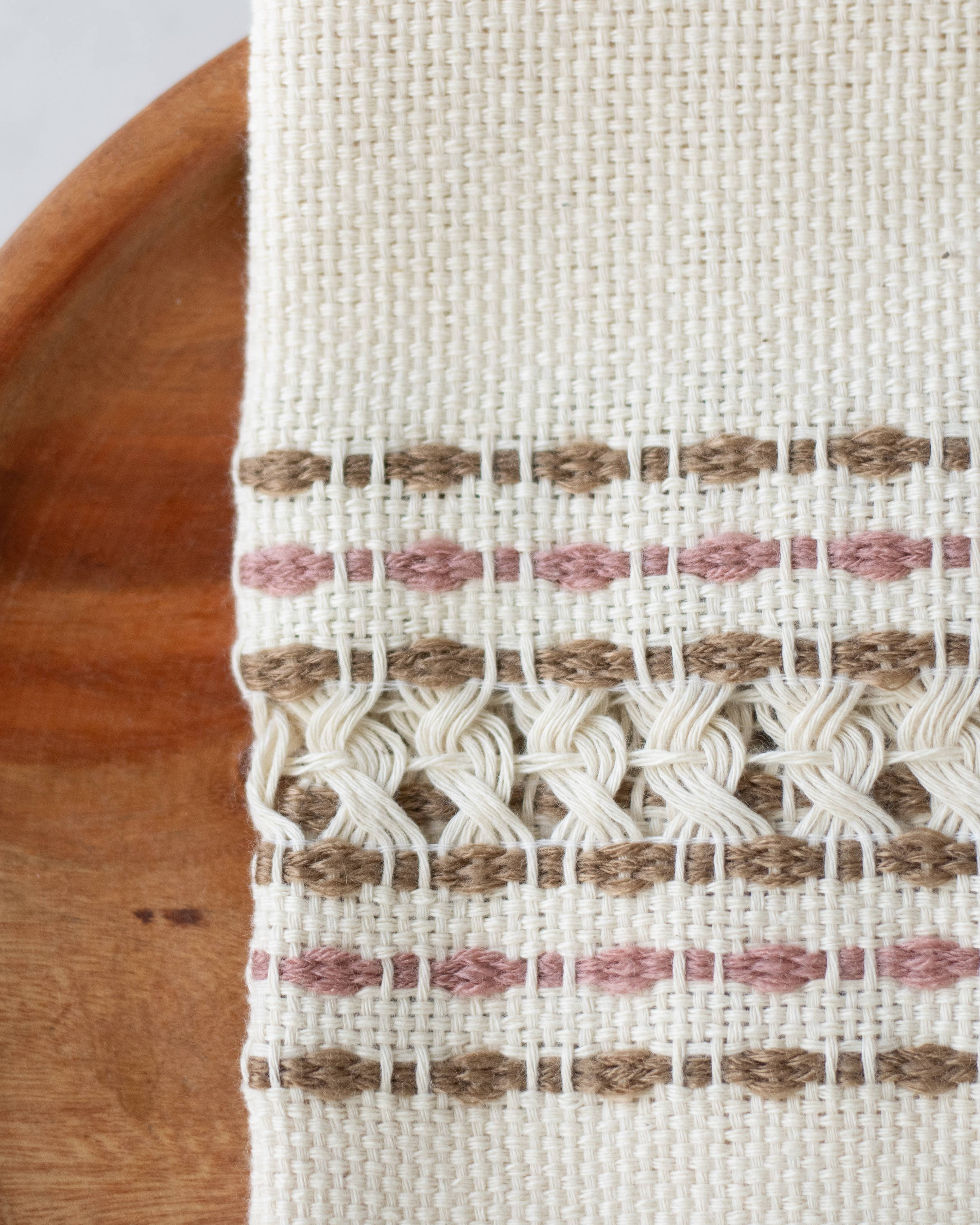 Handwoven Cotton Napkin - Pink and Brown, photo 4 of 5