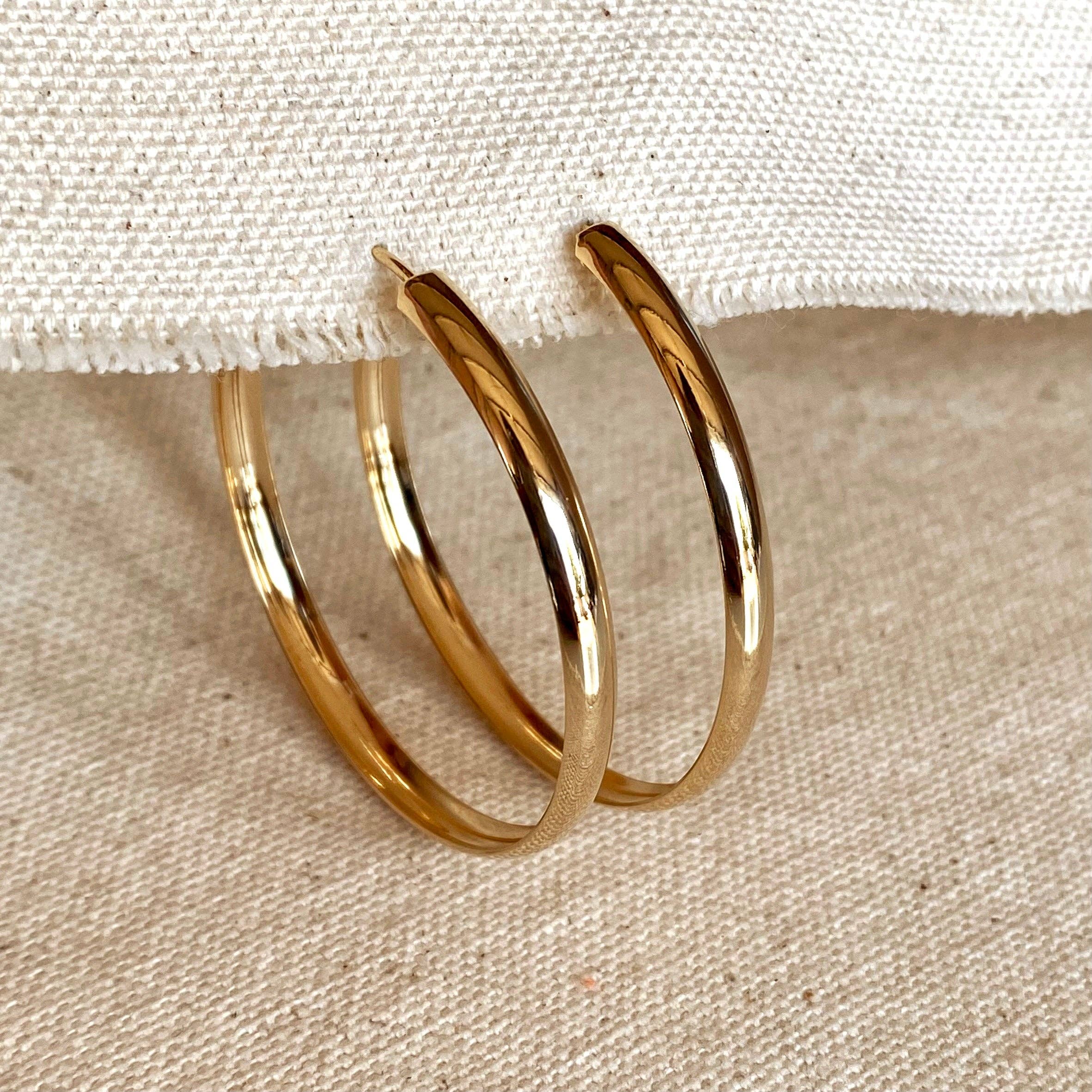 18k Gold Filled 50mm Hollow Continuous Hoop Earrings, photo 1 of 4