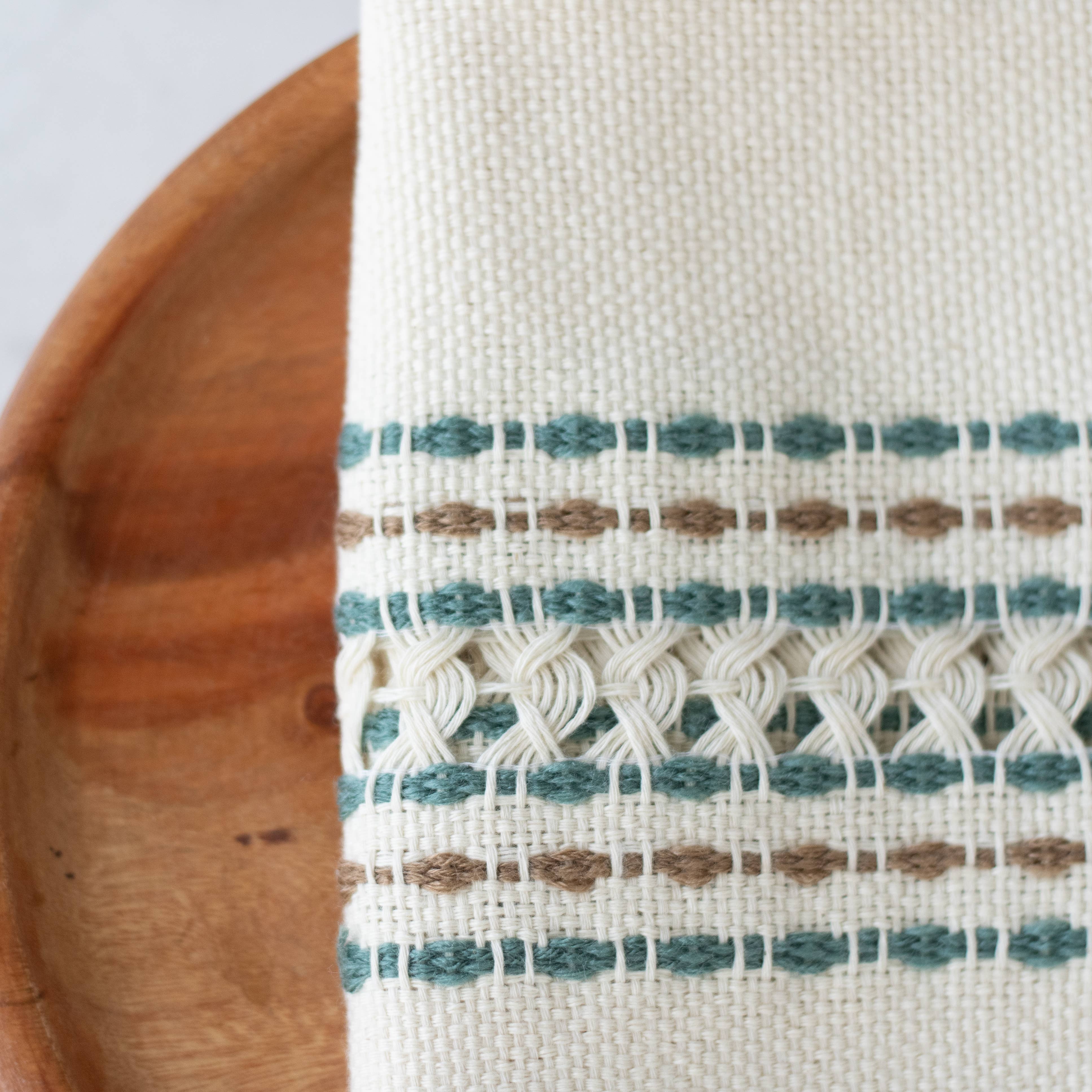 Handwoven Cotton Napkin - Green and Brown, photo 2 of 4