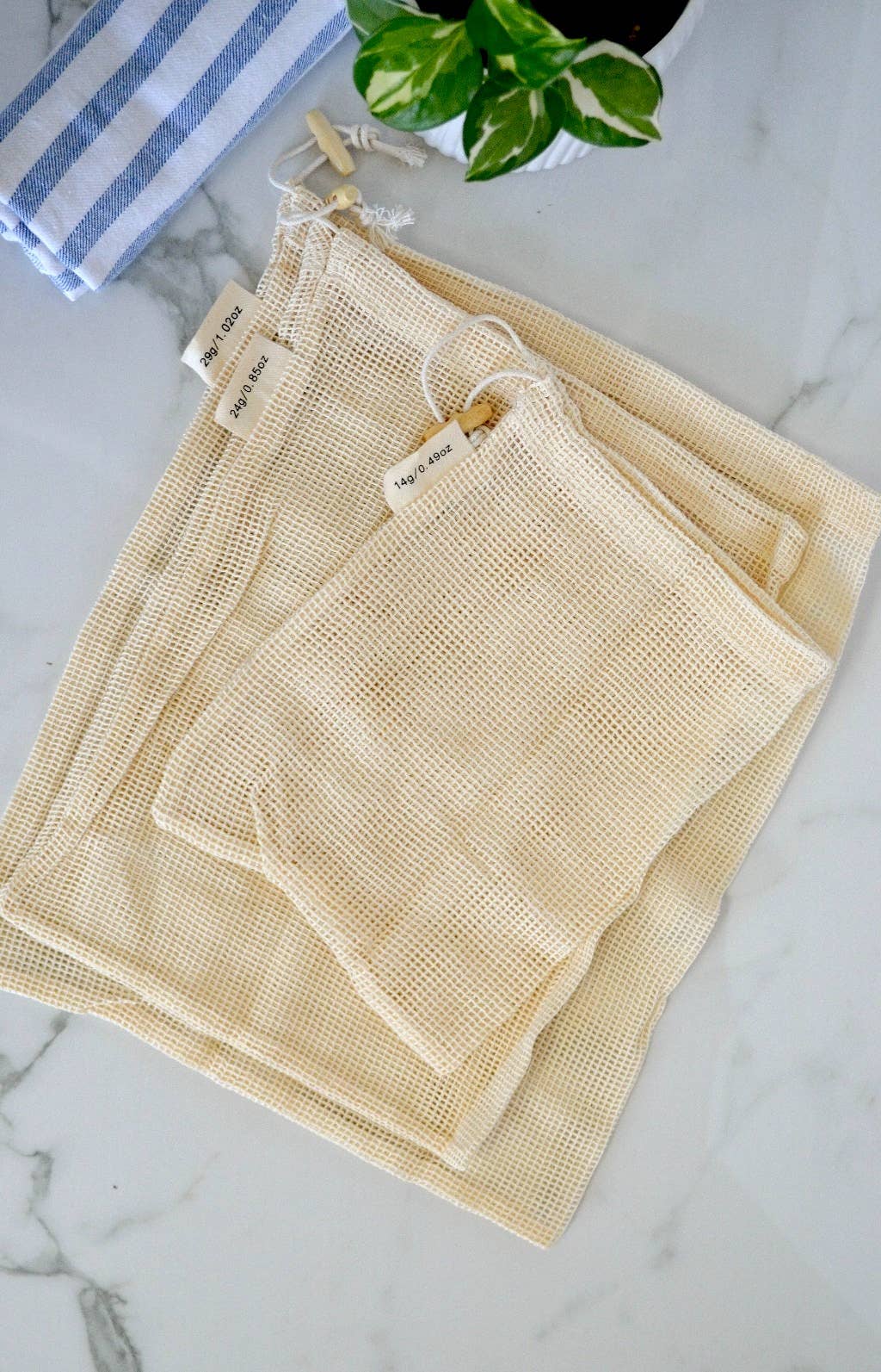 Organic Cotton Mesh Produce Bags- 3 Pack: Sage Green, photo 6 of 6