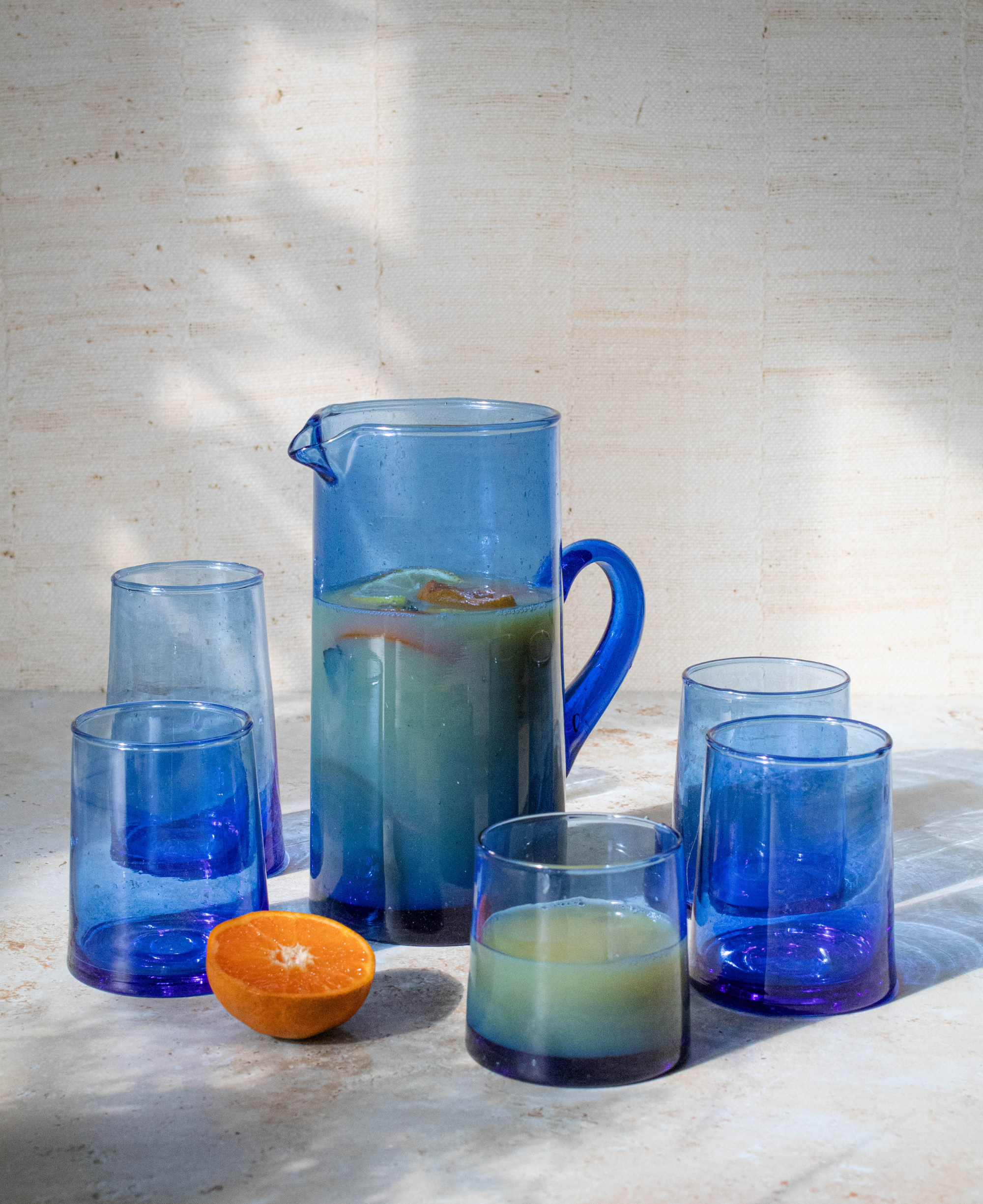 Moroccan Glass Beldi Water Jug - Blue, photo 2 of 2