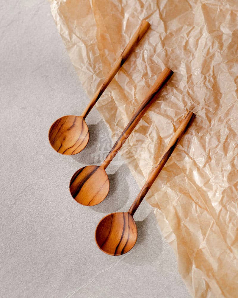 Round Teak Bowl Wooden Spoon, photo 4 of 8