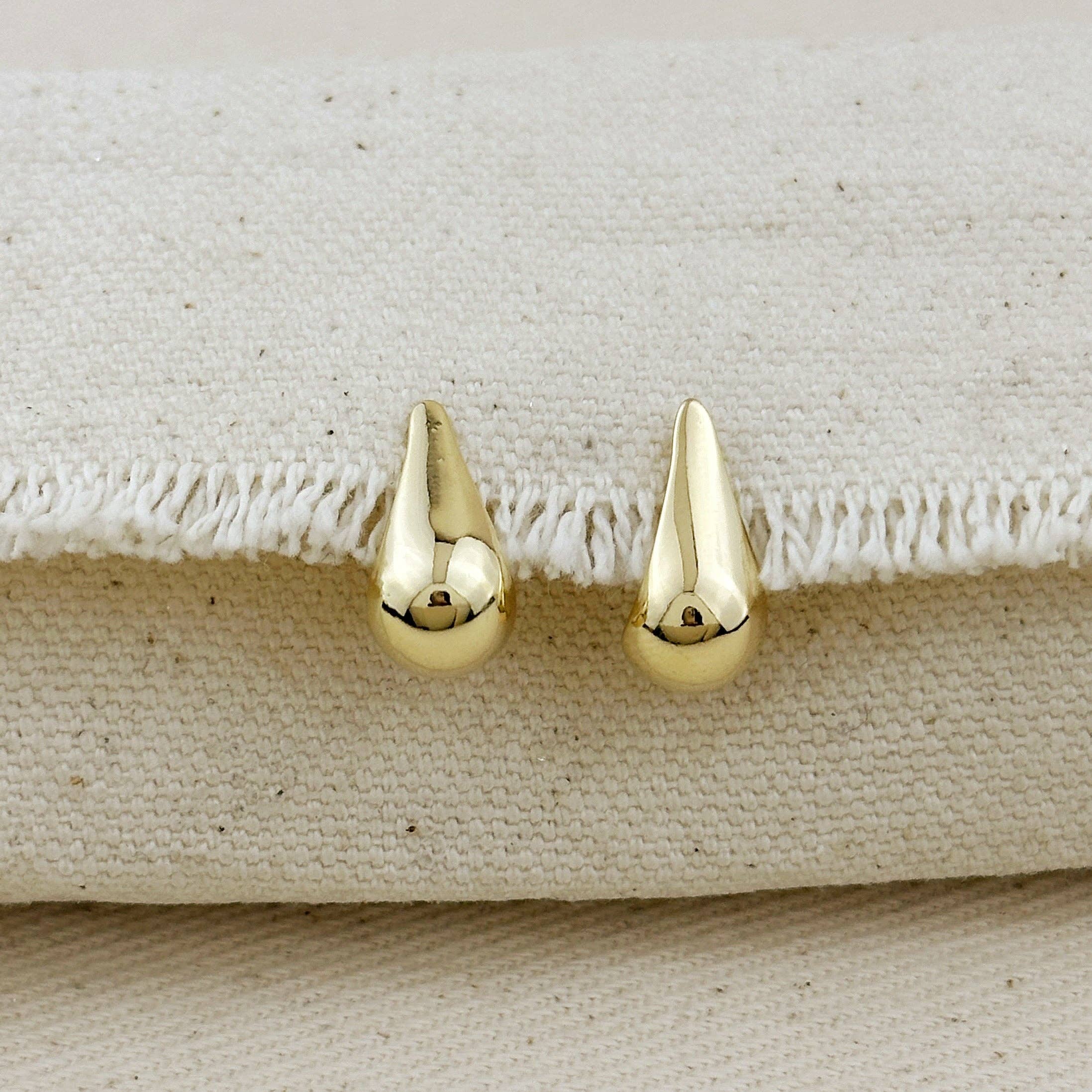 18k Gold Filled 15mm Teardrop Stud Earrings, photo 5 of 5