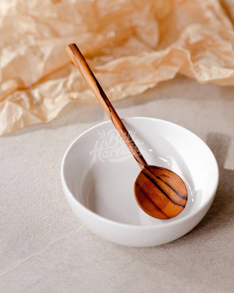Round Teak Bowl Wooden Spoon, photo 7 of 8