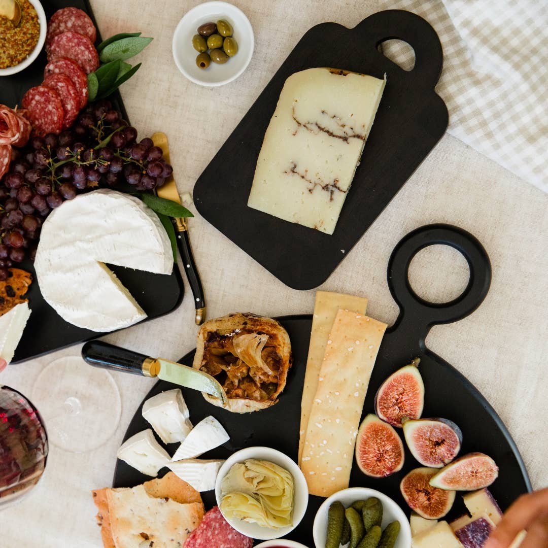 Round Cheese Board with Handle | Black Charcuterie Board, photo 4 of 4