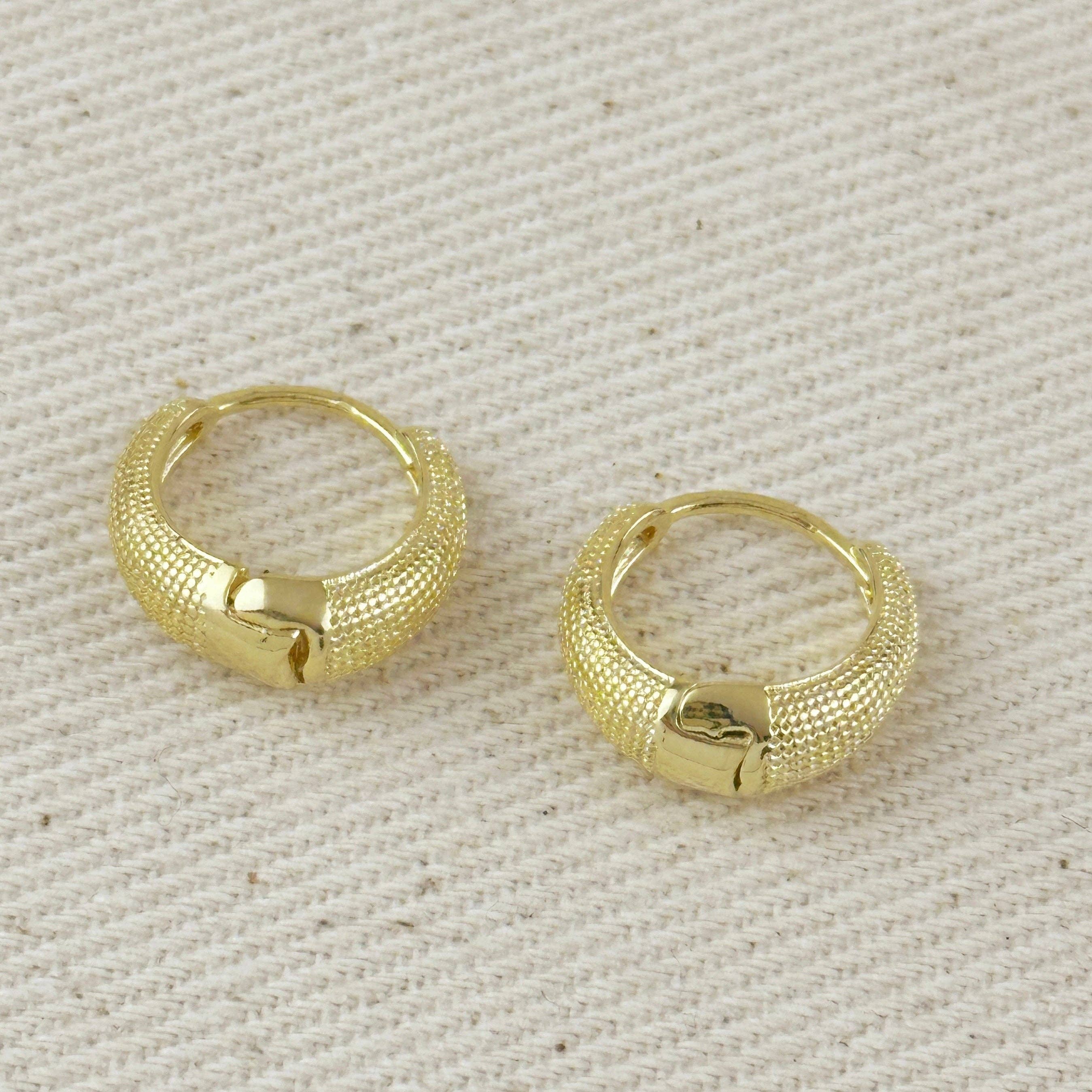 18k Gold Filled Textured Clicker Hoop Earrings: 12mm, photo 4 of 4