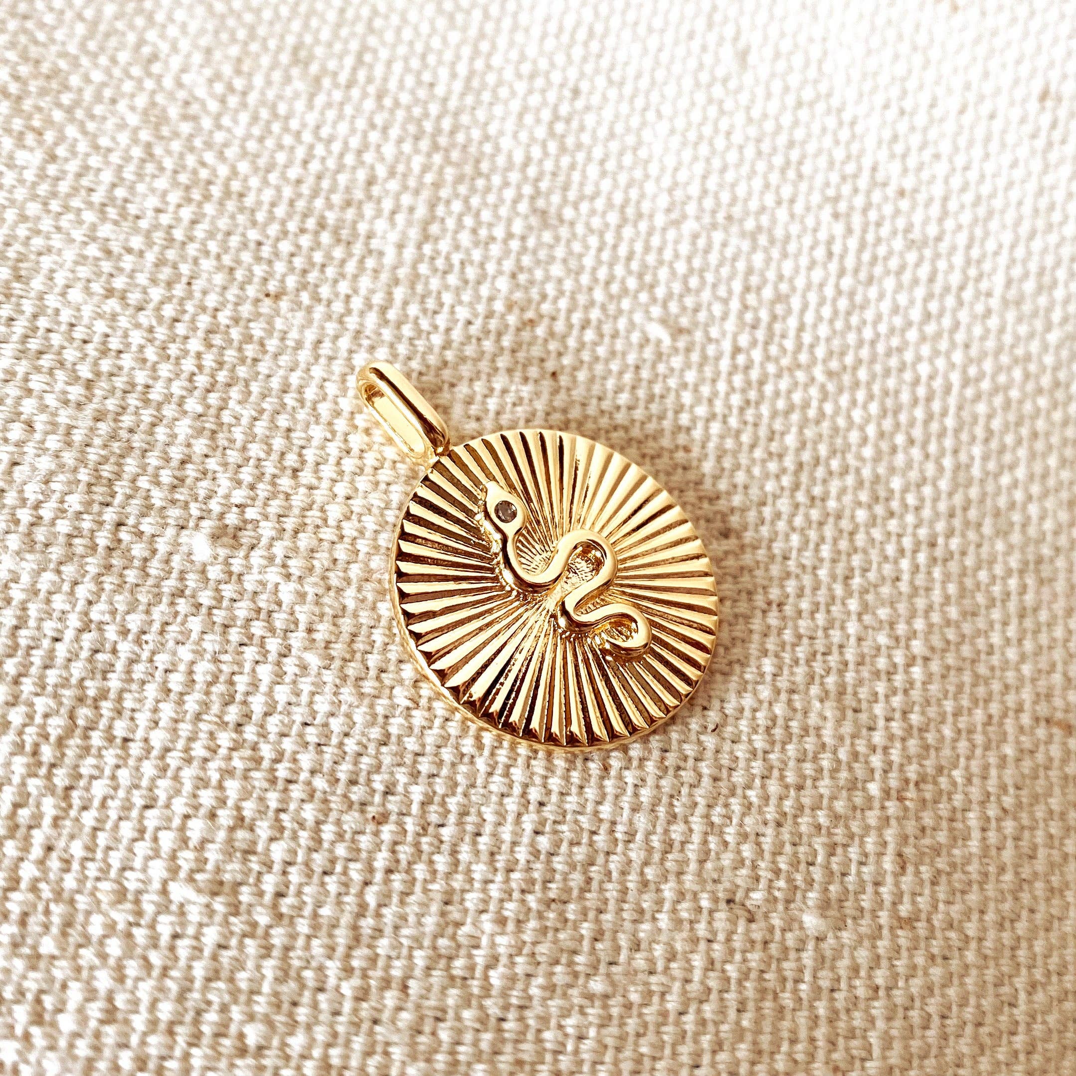 18k Gold Filled Snake Serpent Plate Pendant, photo 6 of 6